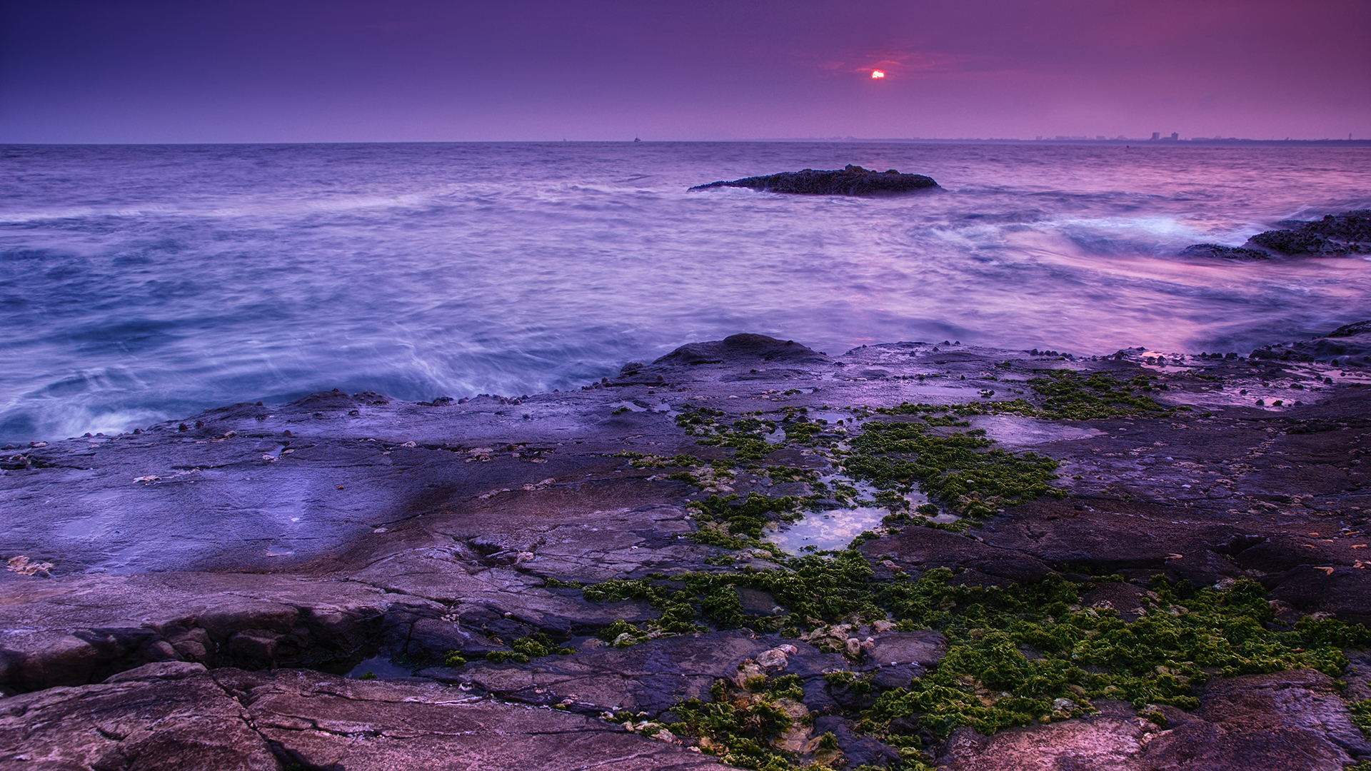 General 1920x1080 enoshima Japan island sunset HDR long exposure sea purple sky beach