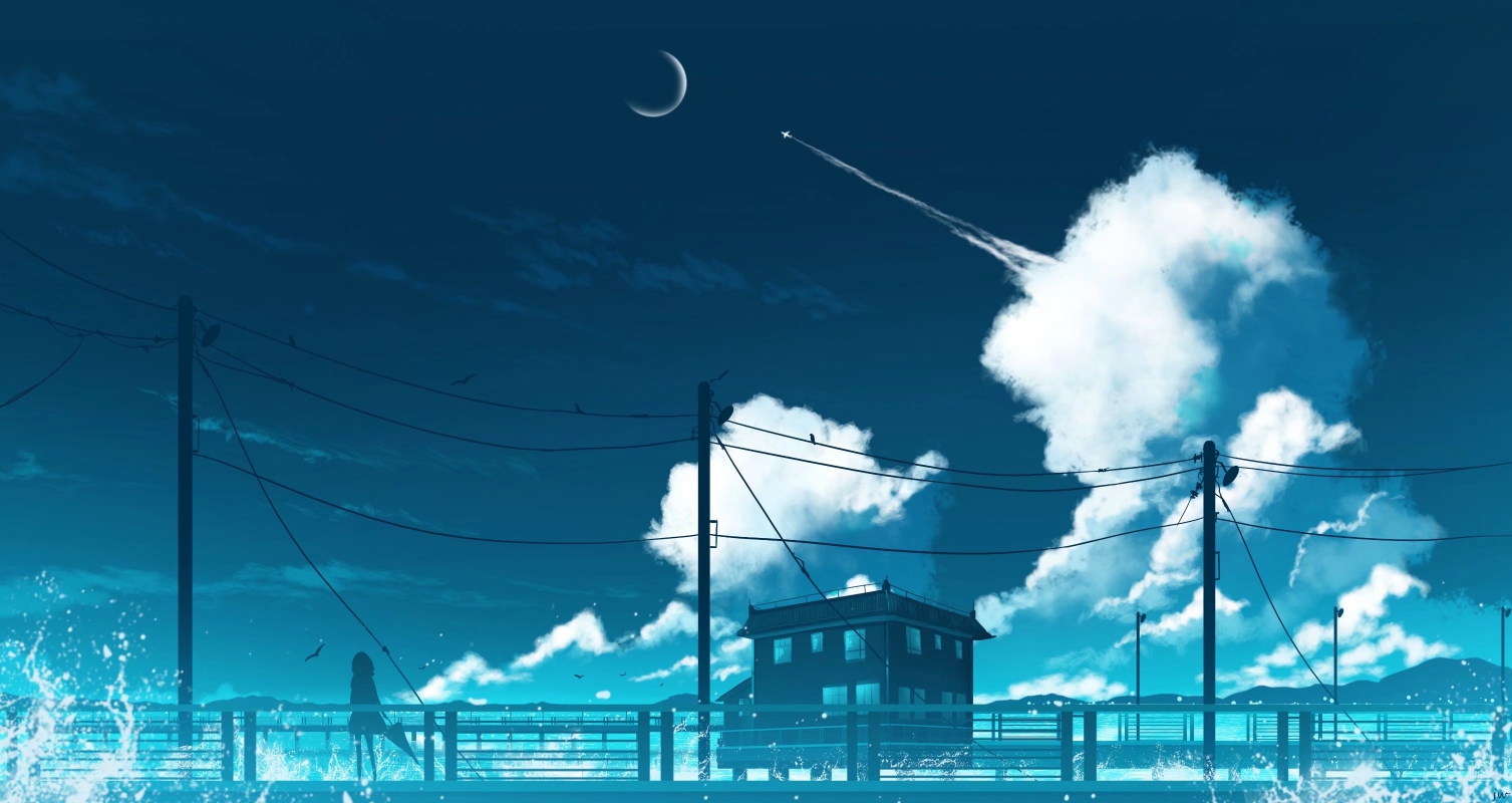 General 1507x800 sky clouds clear sky planet aircraft seawater blue power lines Moon night