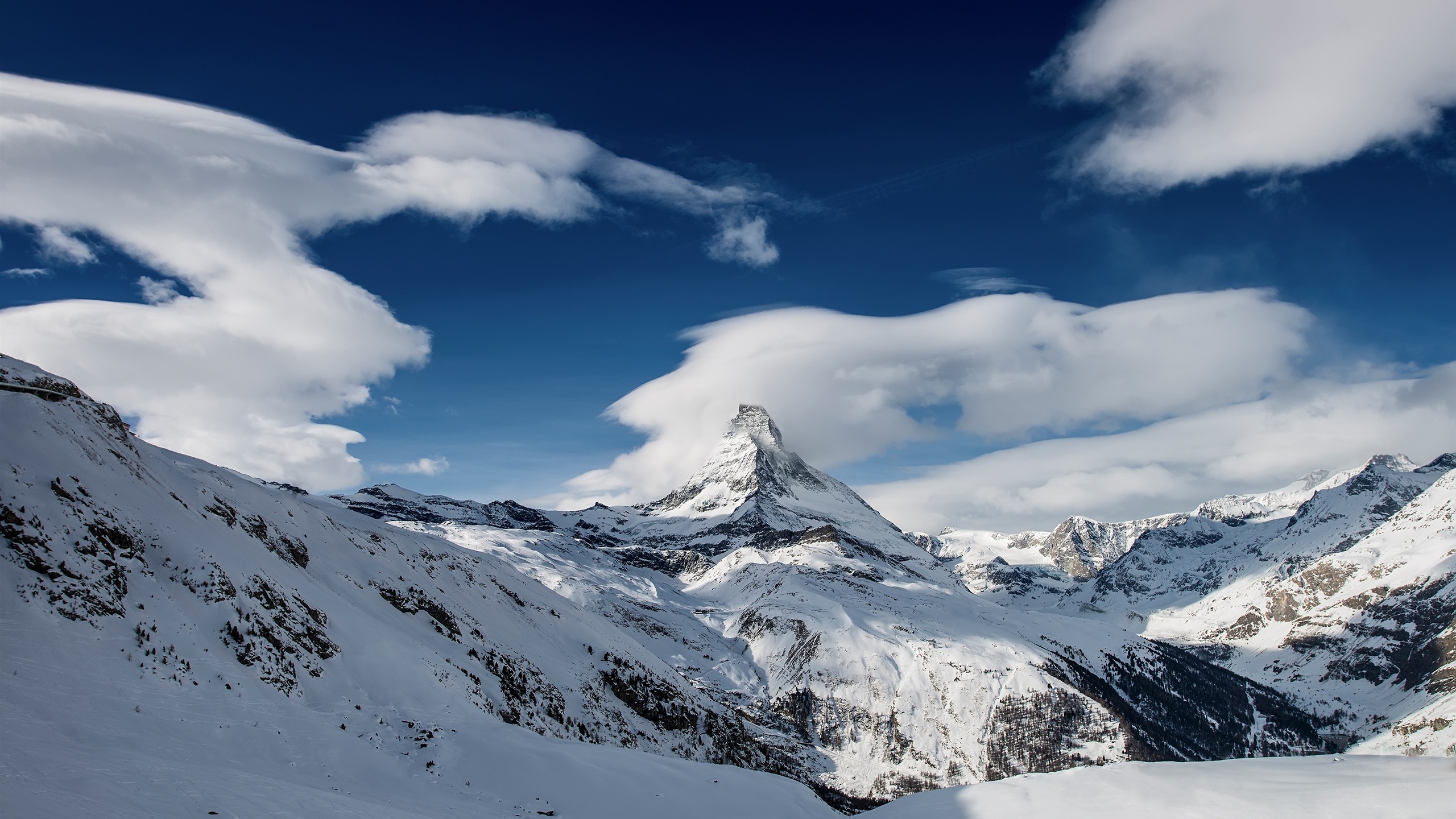 General 2560x1440 Switzerland mountains winter snow sky clouds nature landscape