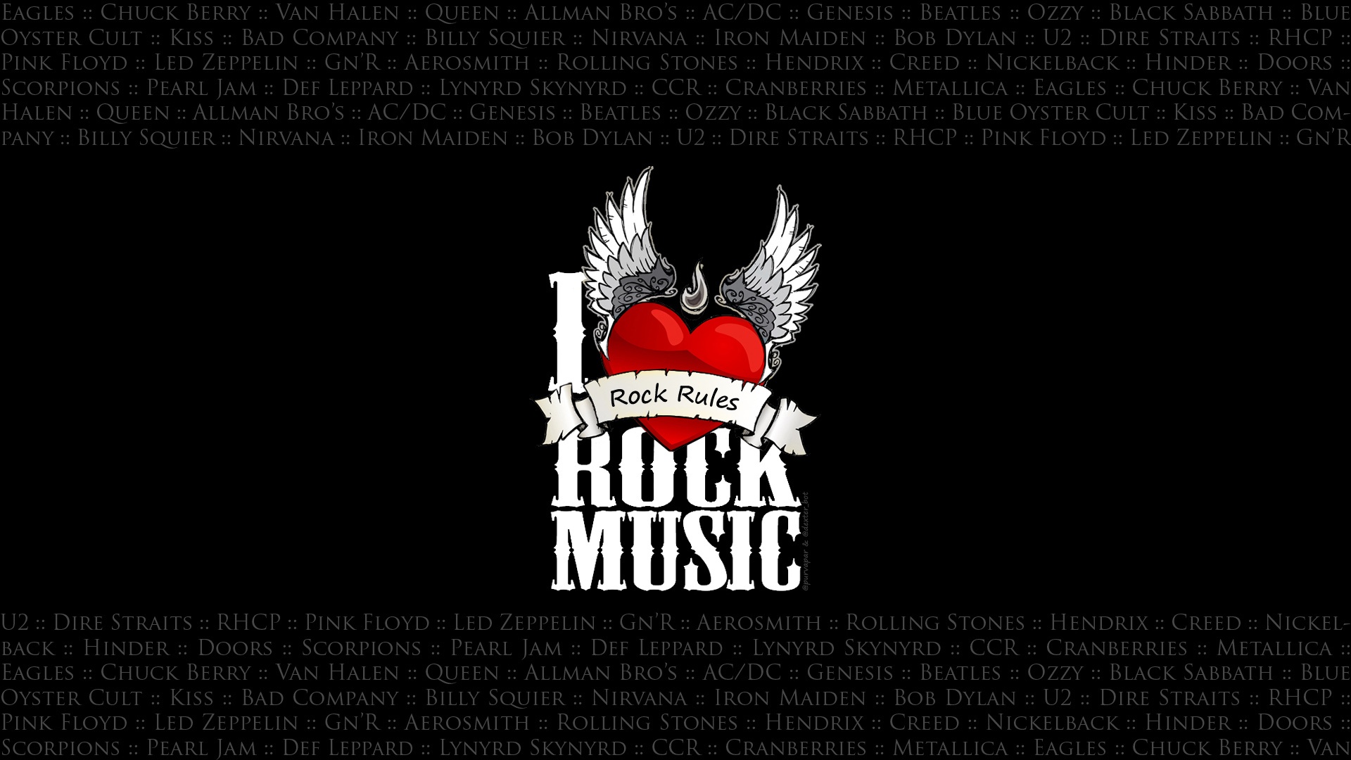 General 1920x1080 rock music notes text black background