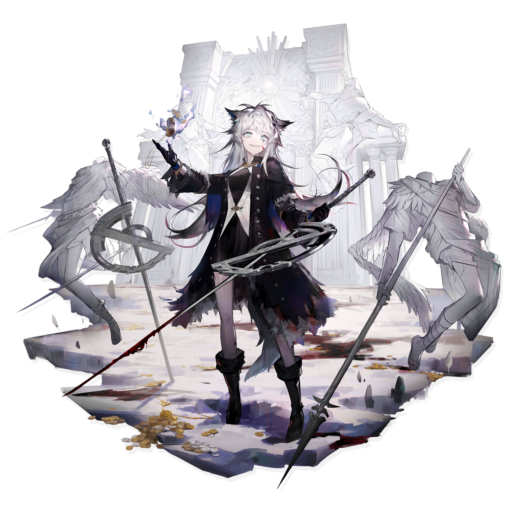 Anime 2048x2048 Lappland (Arknights) Arknights anime anime girls angle blood spear wolf girls