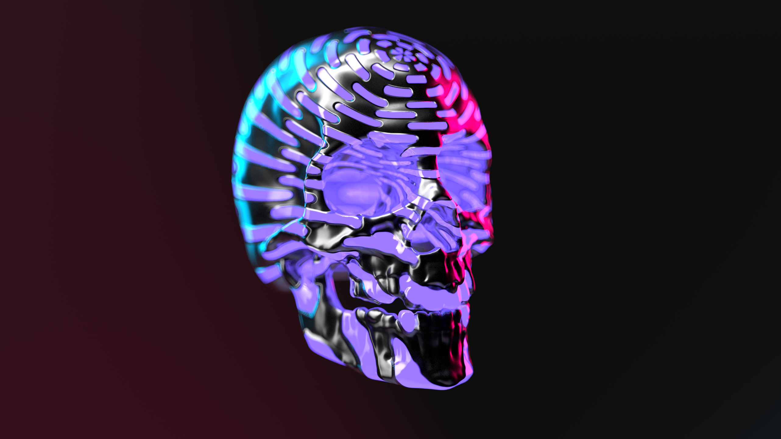 General 2564x1440 skull 3D Abstract CGI digital art purple