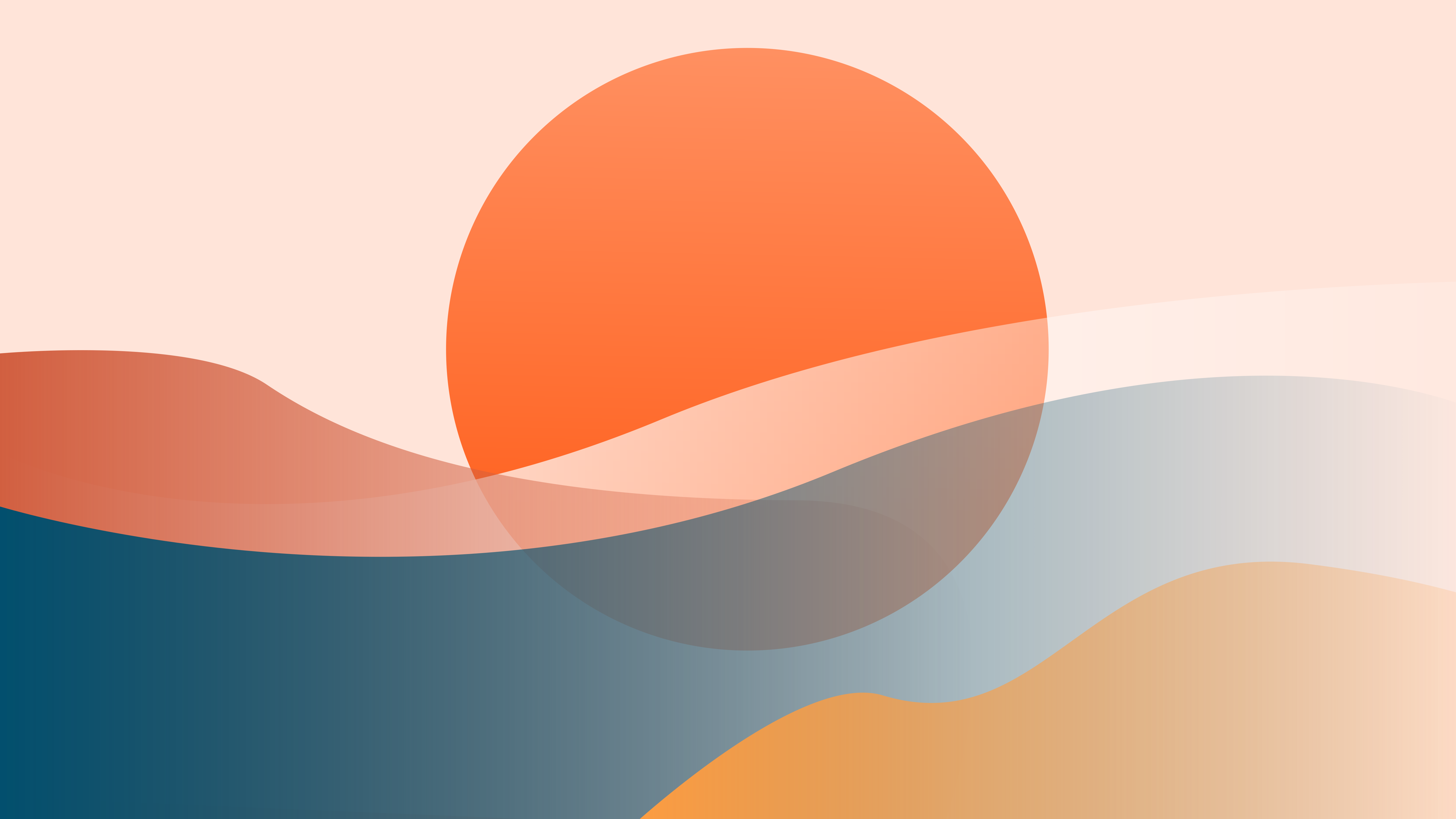 General 6000x3375 Sun orange circle abstract minimalism wavy lines gradient digital art CGI