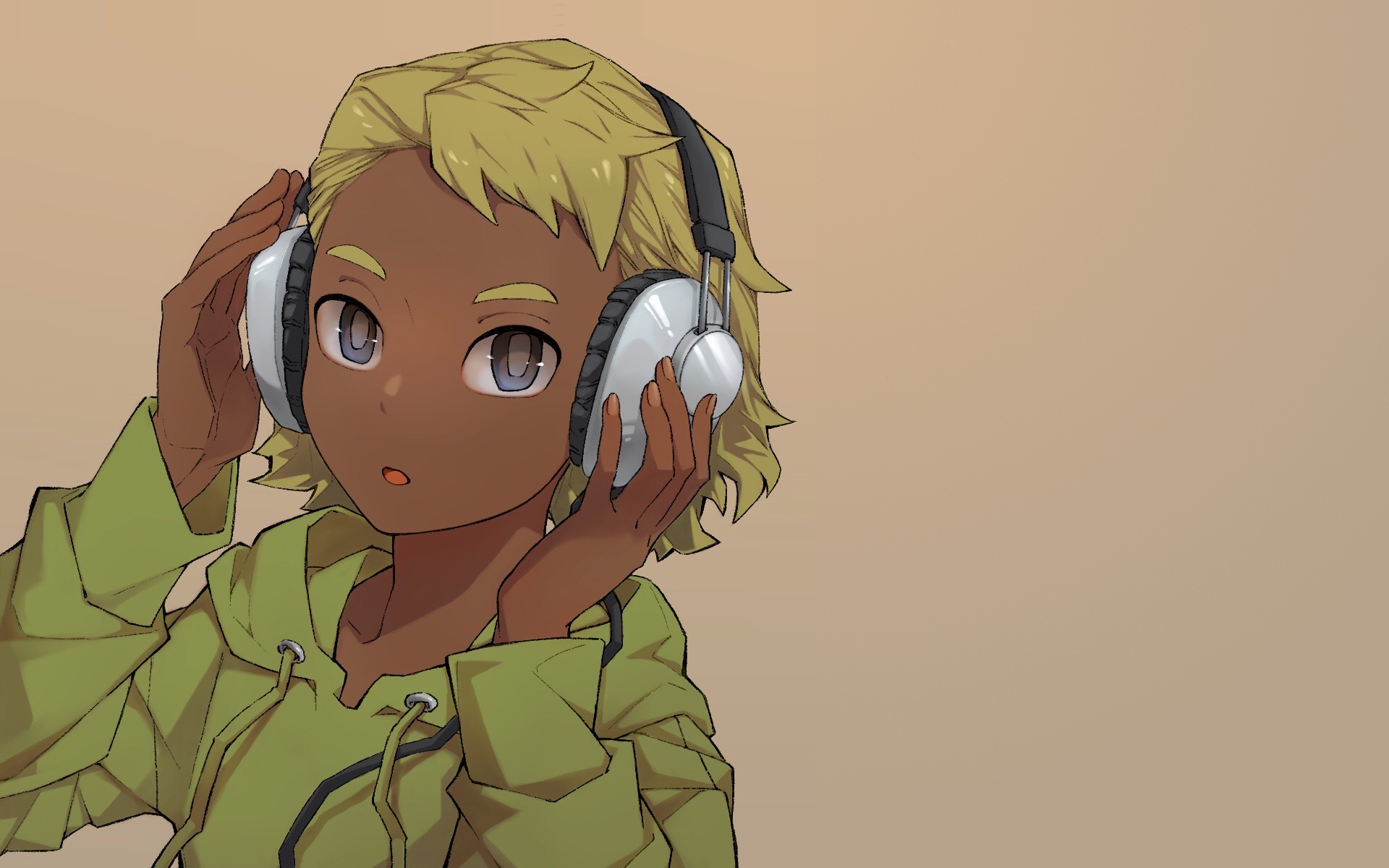 Anime 1920x1200 anime Eizouken ni wa Te wo Dasu na! anime girls simple background Doumeki (Eizouken) headphones