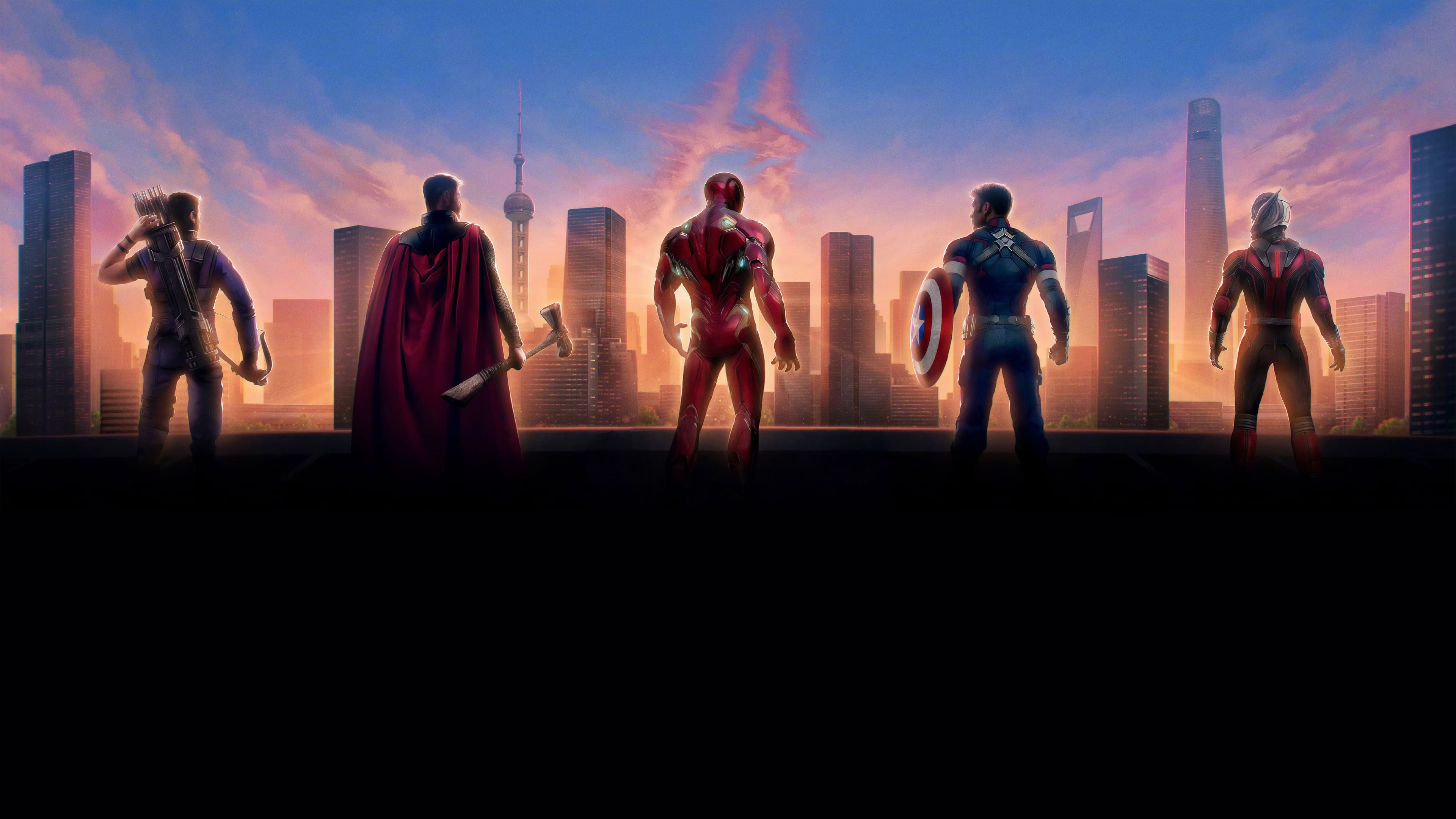 General 3840x2160 Avengers Endgame Iron Man Captain America Thor Hawkeye Ant-Man Marvel Comics digital art