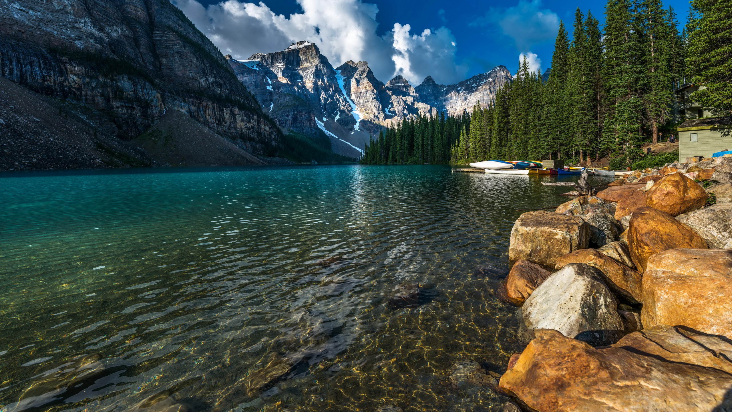 General 2560x1440 landscape mountains lake forest nature Banff National Park Moraine Lake Canada
