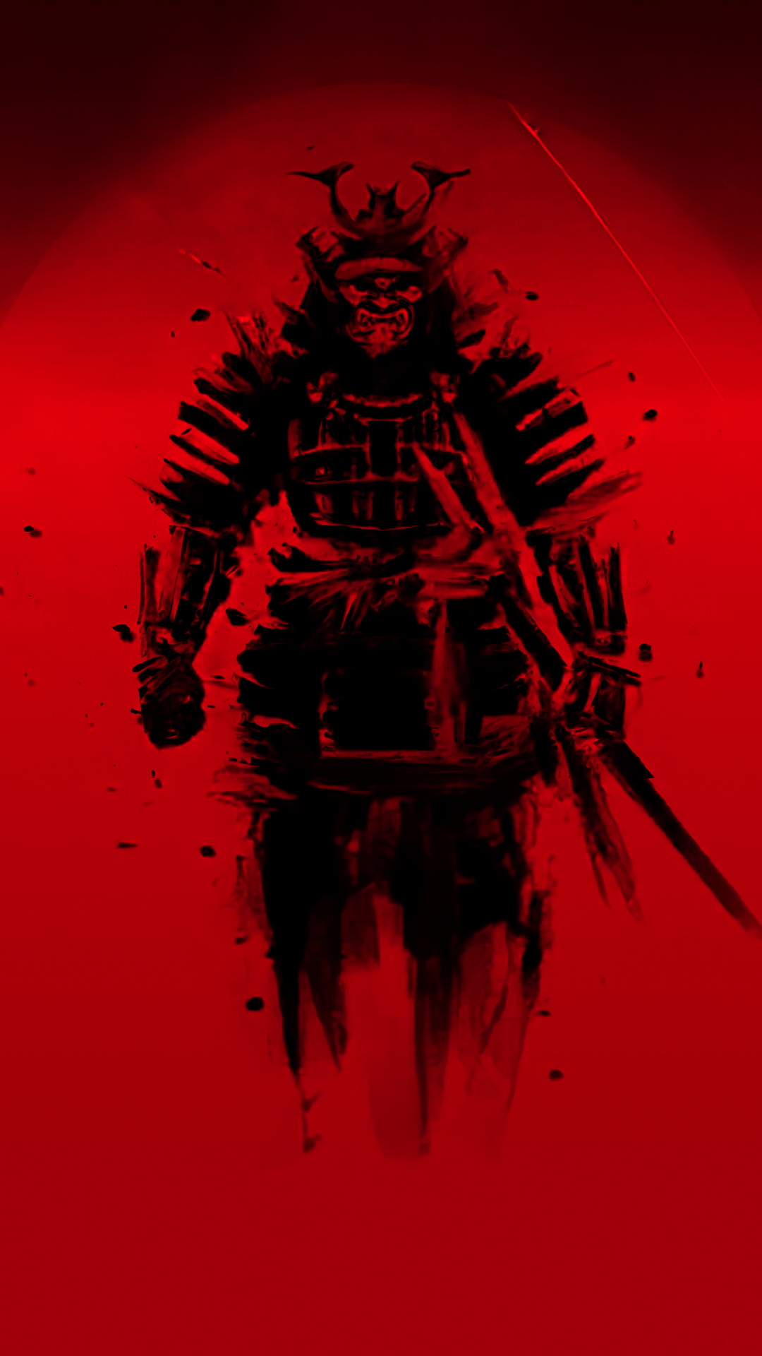 General 1080x1920 samurai red Japan digital art smartphone portrait display