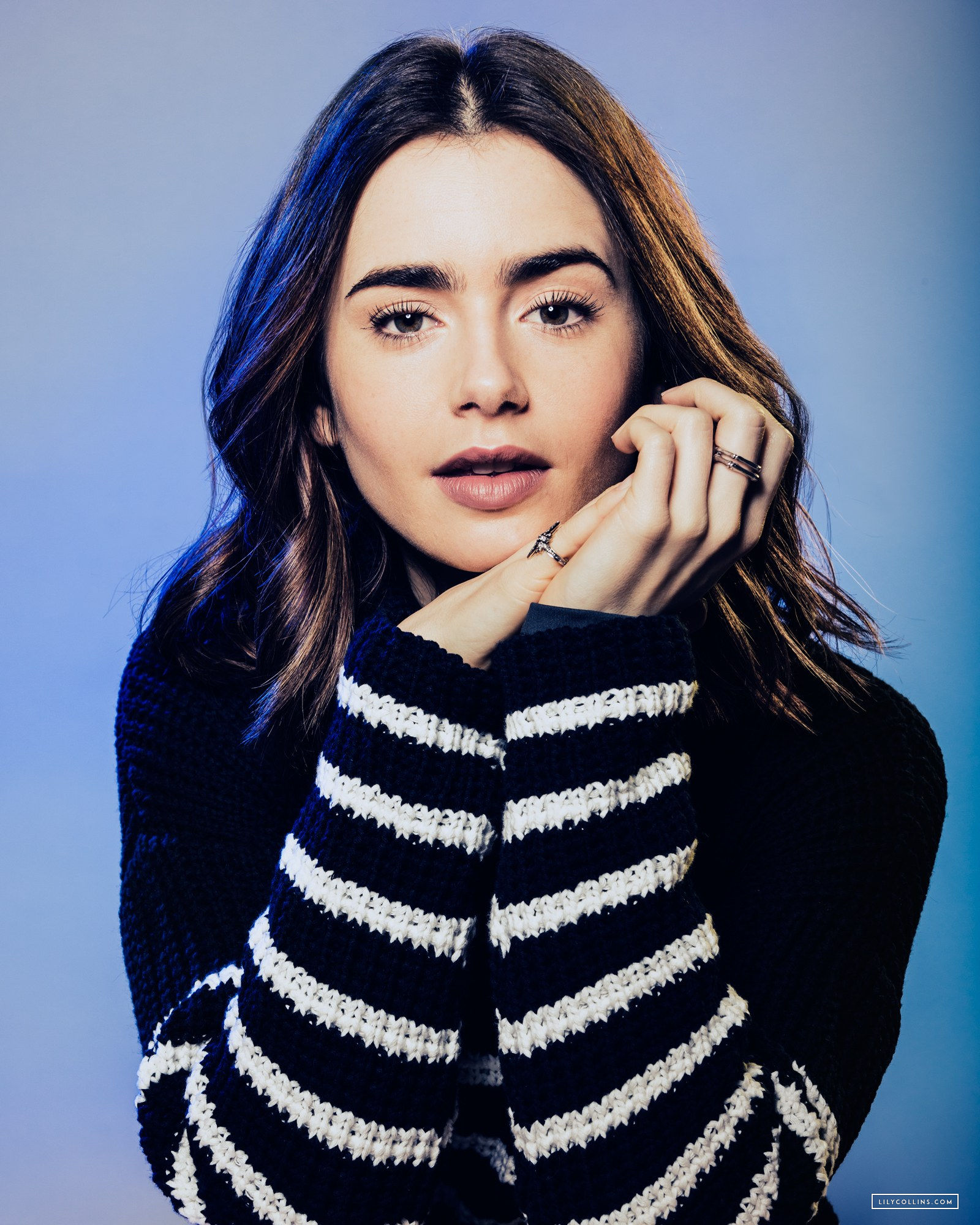 People 1600x2000 Lily Collins women actress brunette model simple background privates portrait display watermarked