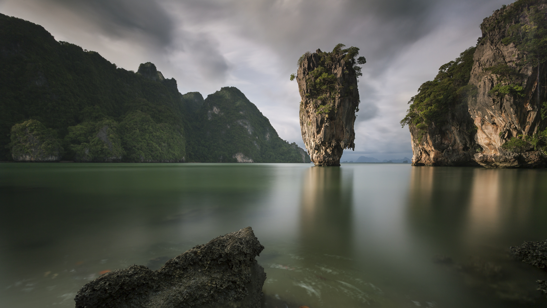 General 1920x1080 nature landscape water Phang Nga bay Thailand clouds trees mountains Phi Phi Islands