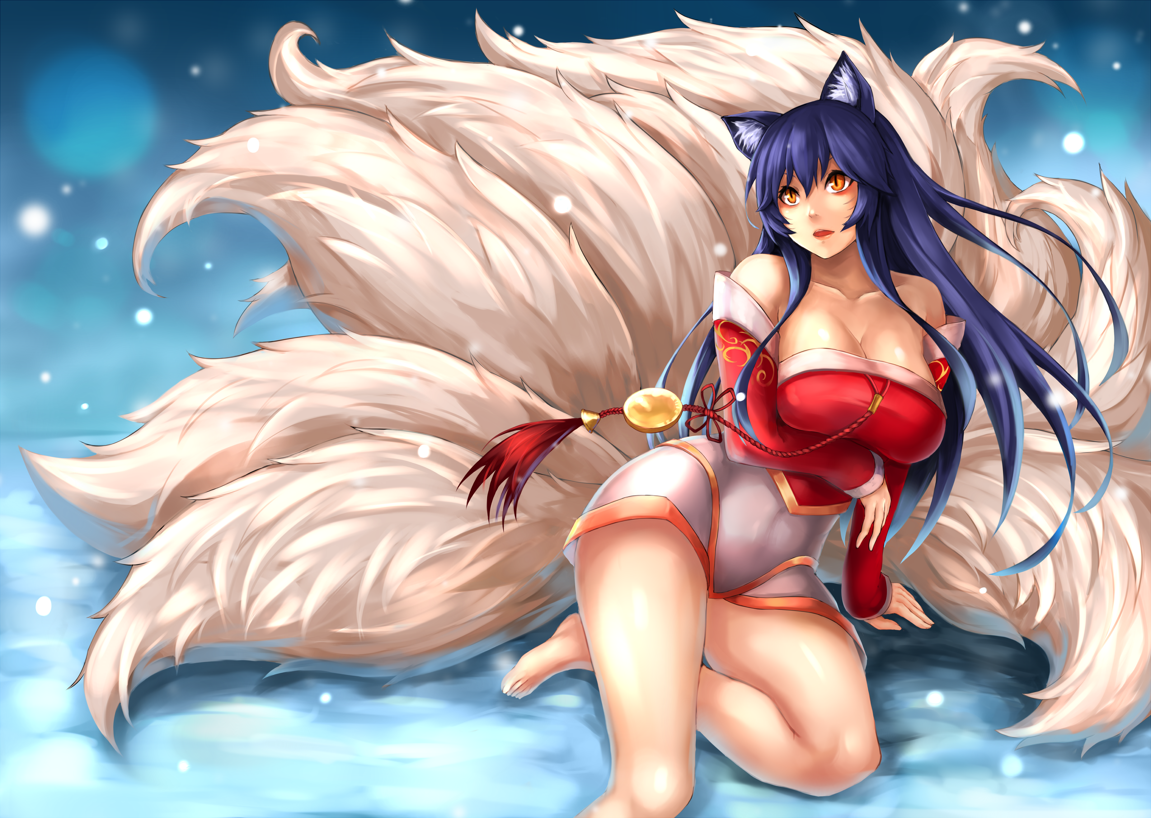 Anime 3698x2629 League of Legends Ahri (League of Legends) fox ears fox girl
