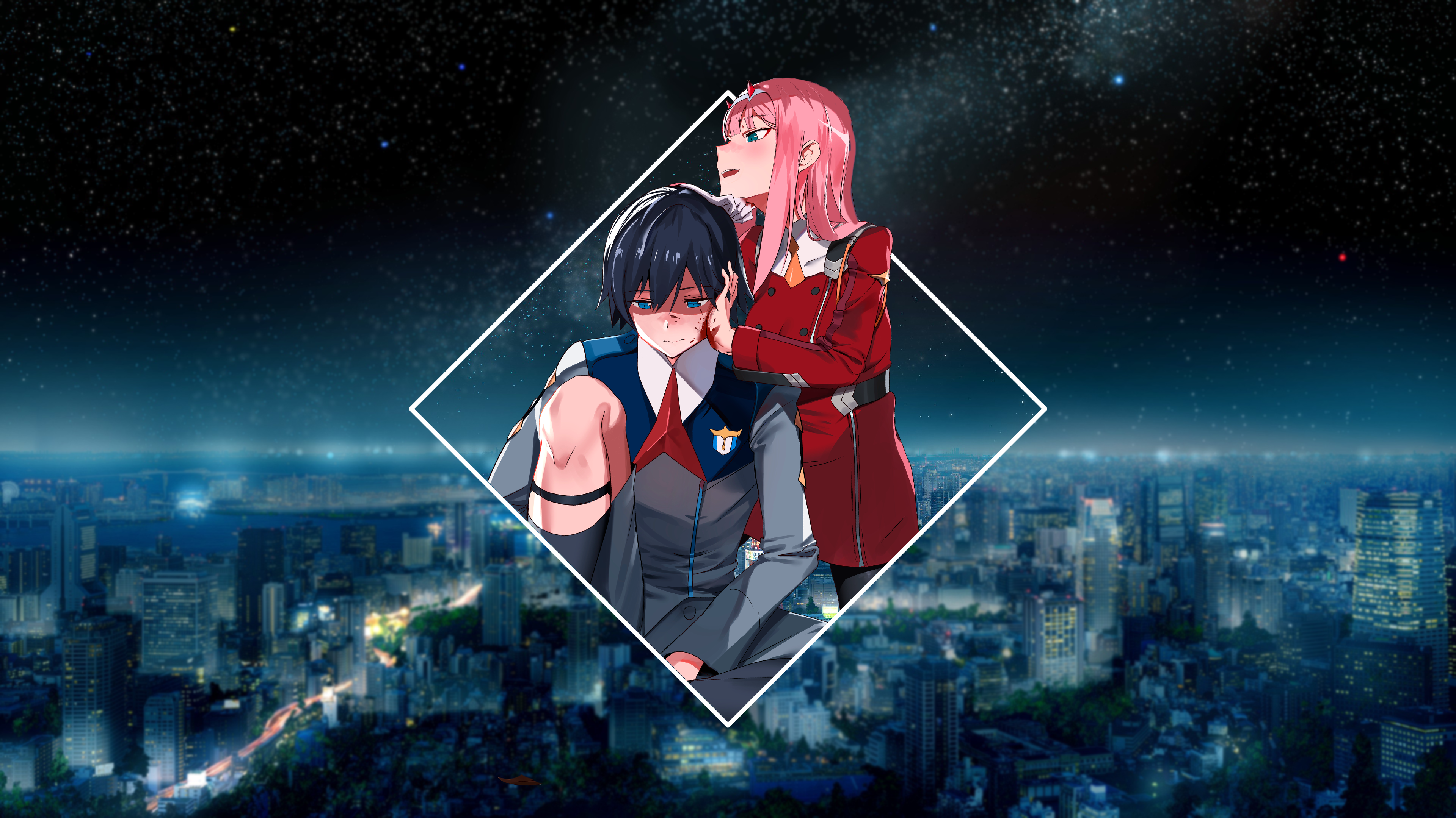 Anime 3840x2160 Zero Two (Darling in the FranXX) Darling in the FranXX Hiro (Darling in the FranXX) anime picture-in-picture