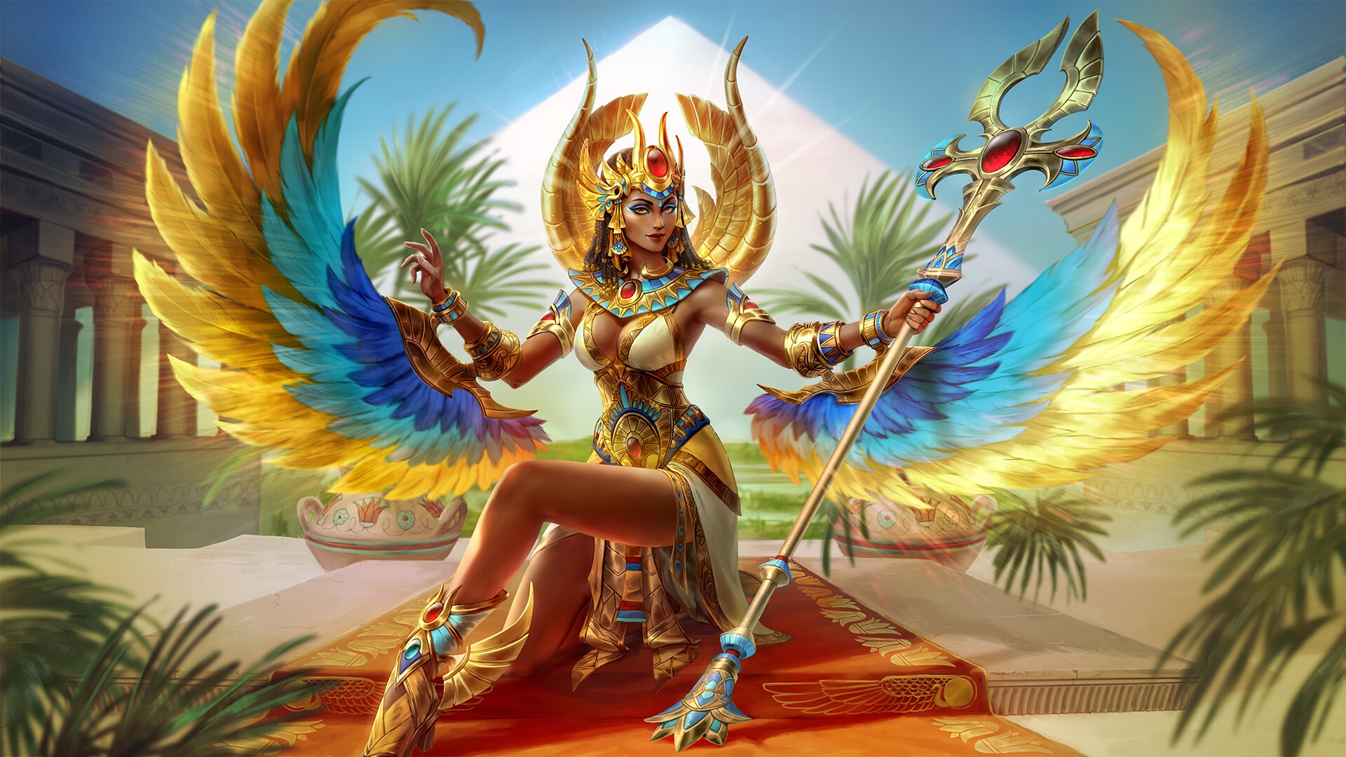 General 1920x1080 Egypt fantasy art fantasy girl isis Smite video game art