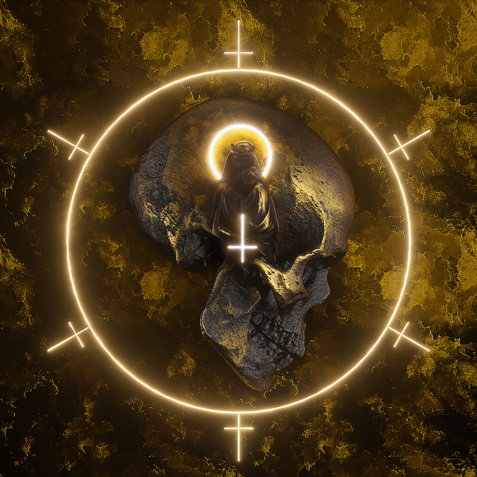 General 1600x1600 artwork digital art religion colorful gold skull billelis