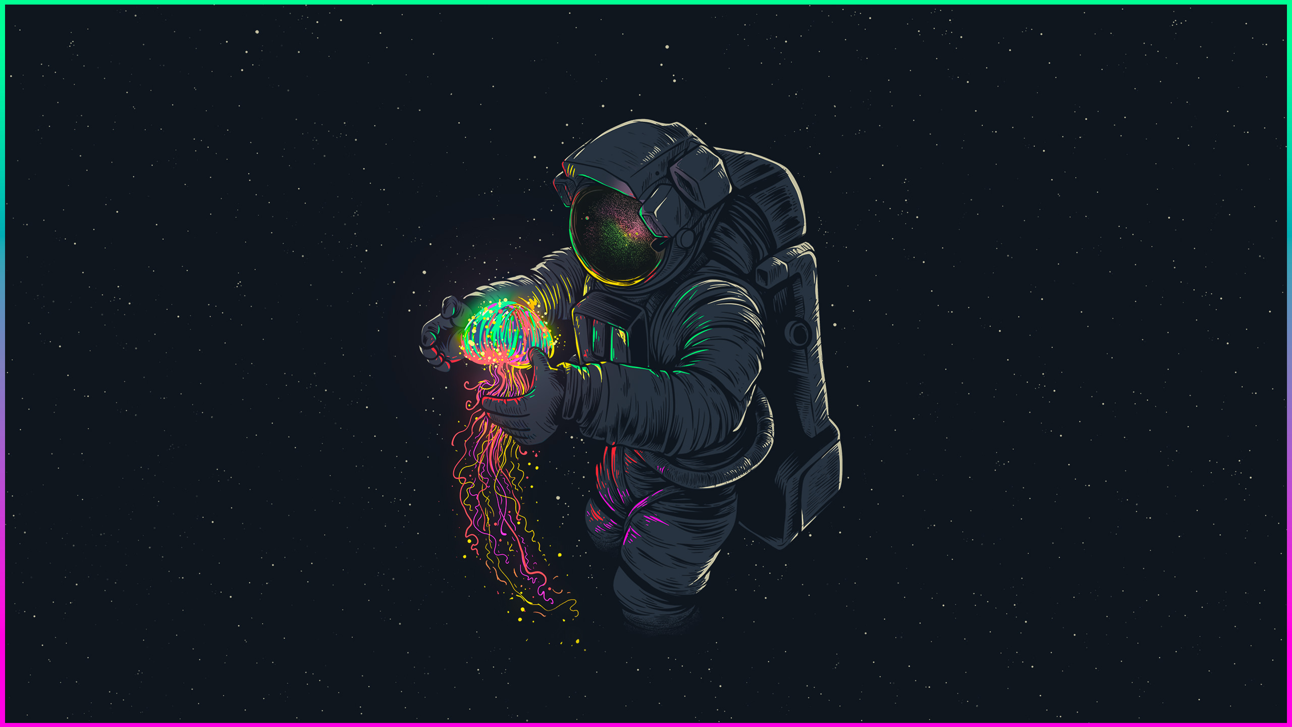 General 2560x1440 astronaut jellyfish artwork digital art space stars
