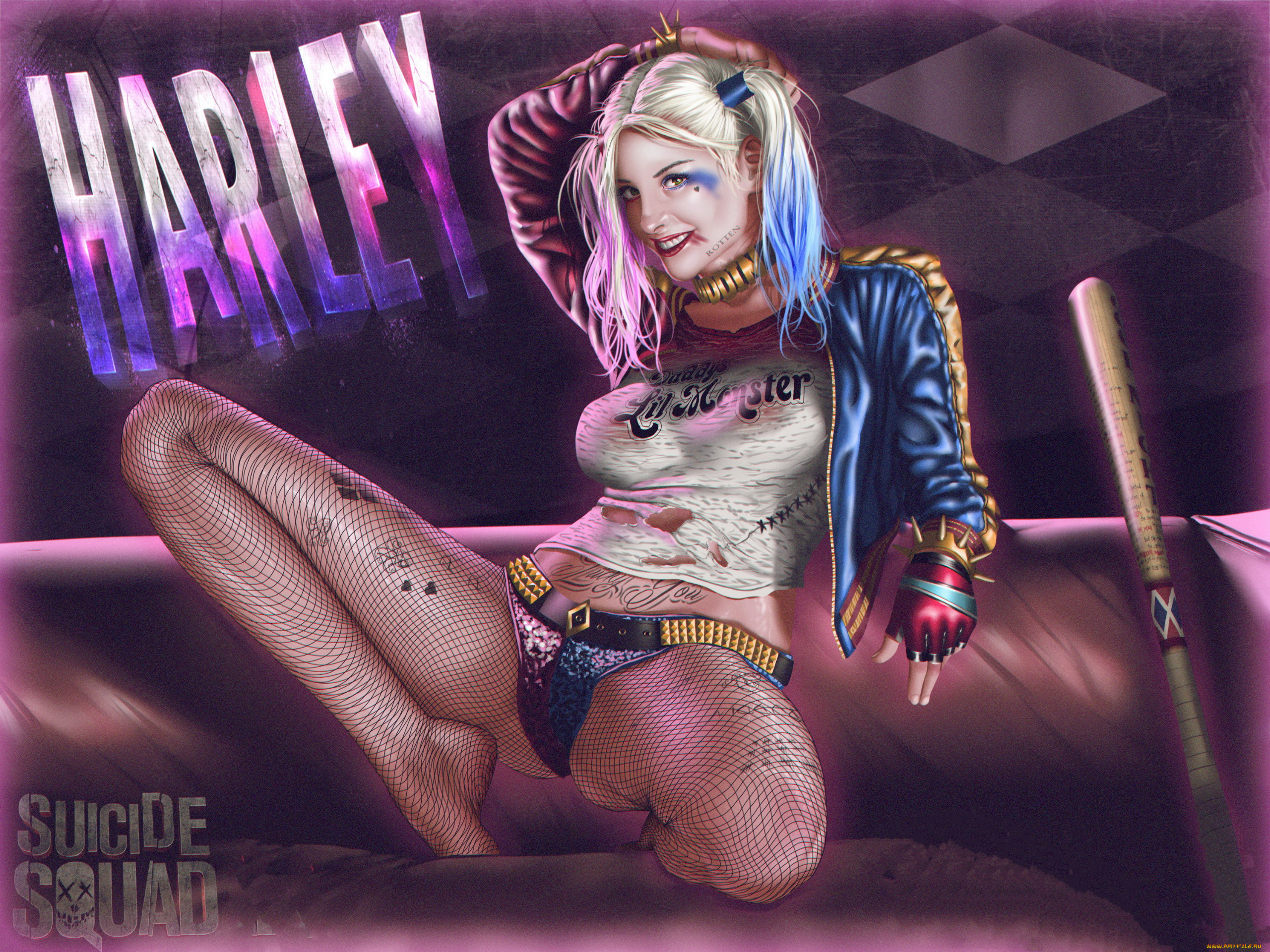 General 2560x1920 spread legs fantasy girl fantasy art Harley Quinn