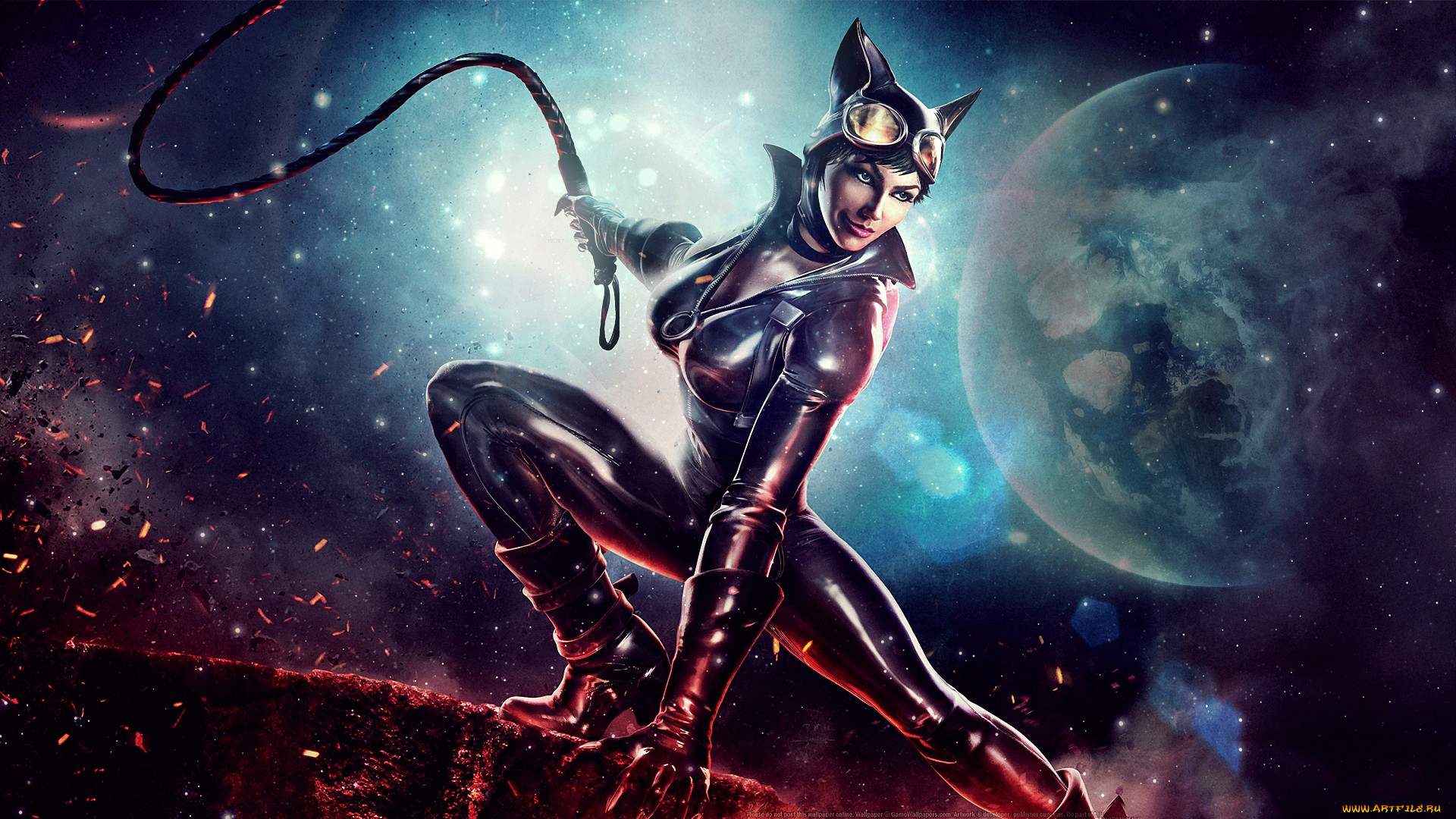 General 1920x1080 fantasy girl fantasy art Moon Catwoman whips big boobs