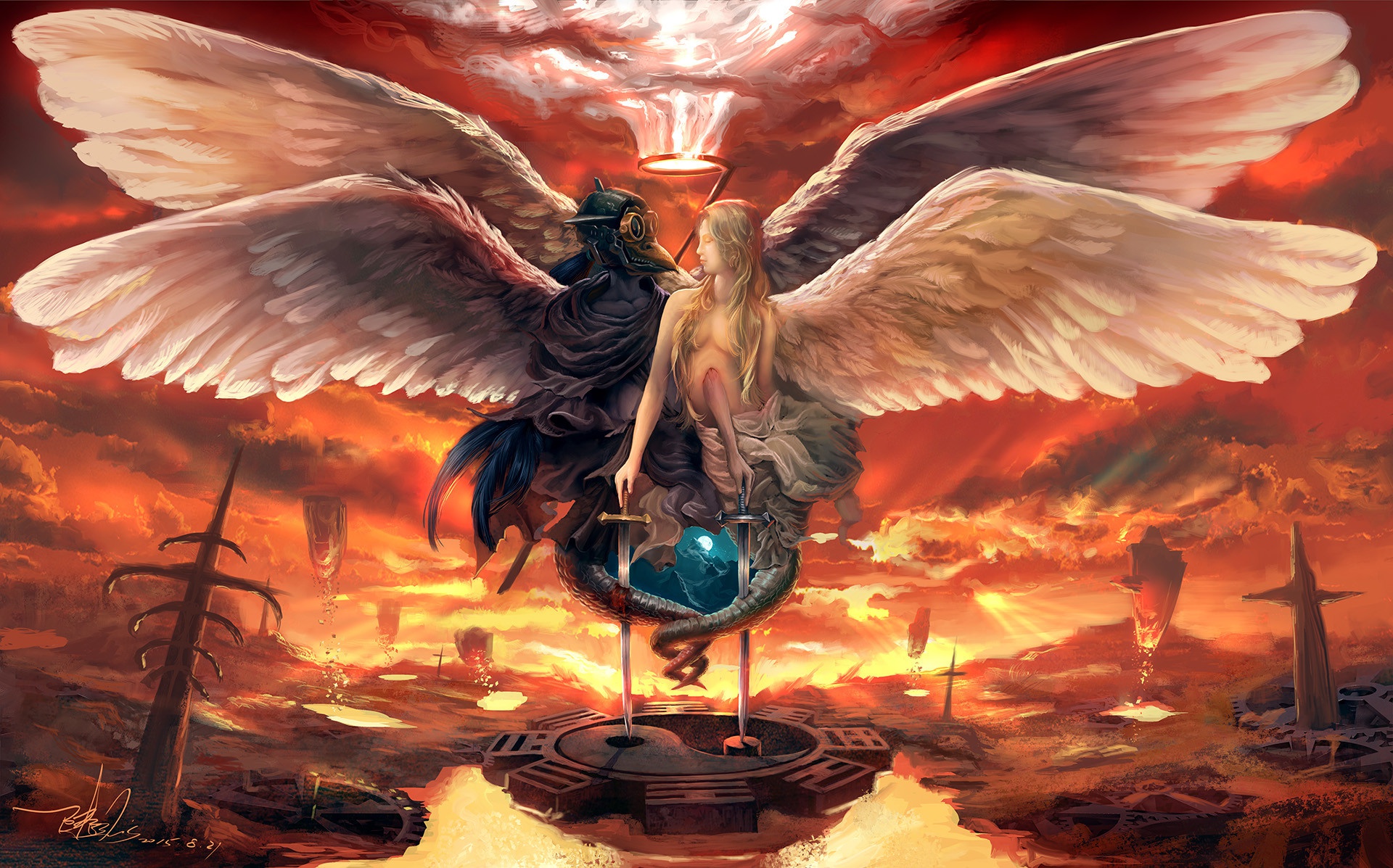 General 1920x1197 fantasy art Yang Chen surreal wings artwork 2015 (Year) angel