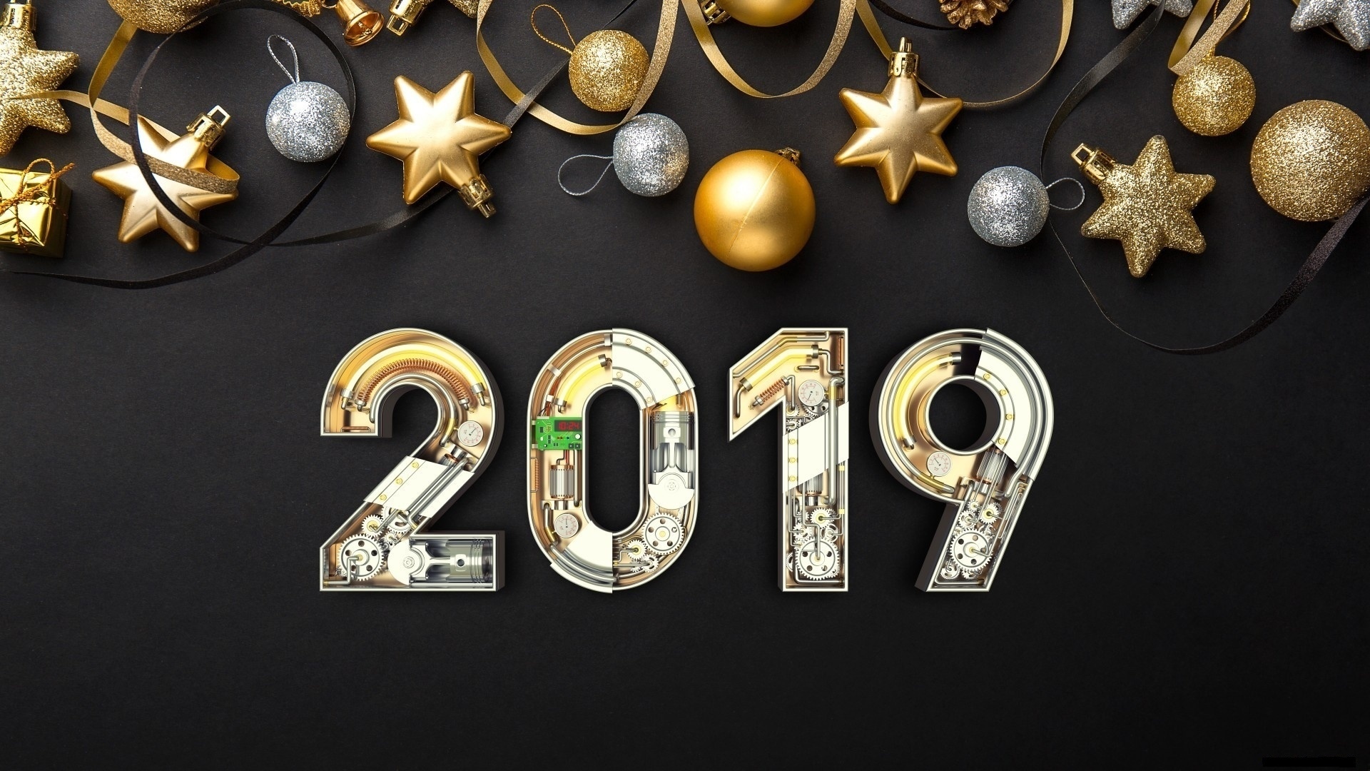 General 1920x1080 New Year holiday numbers gears 2019 (year)