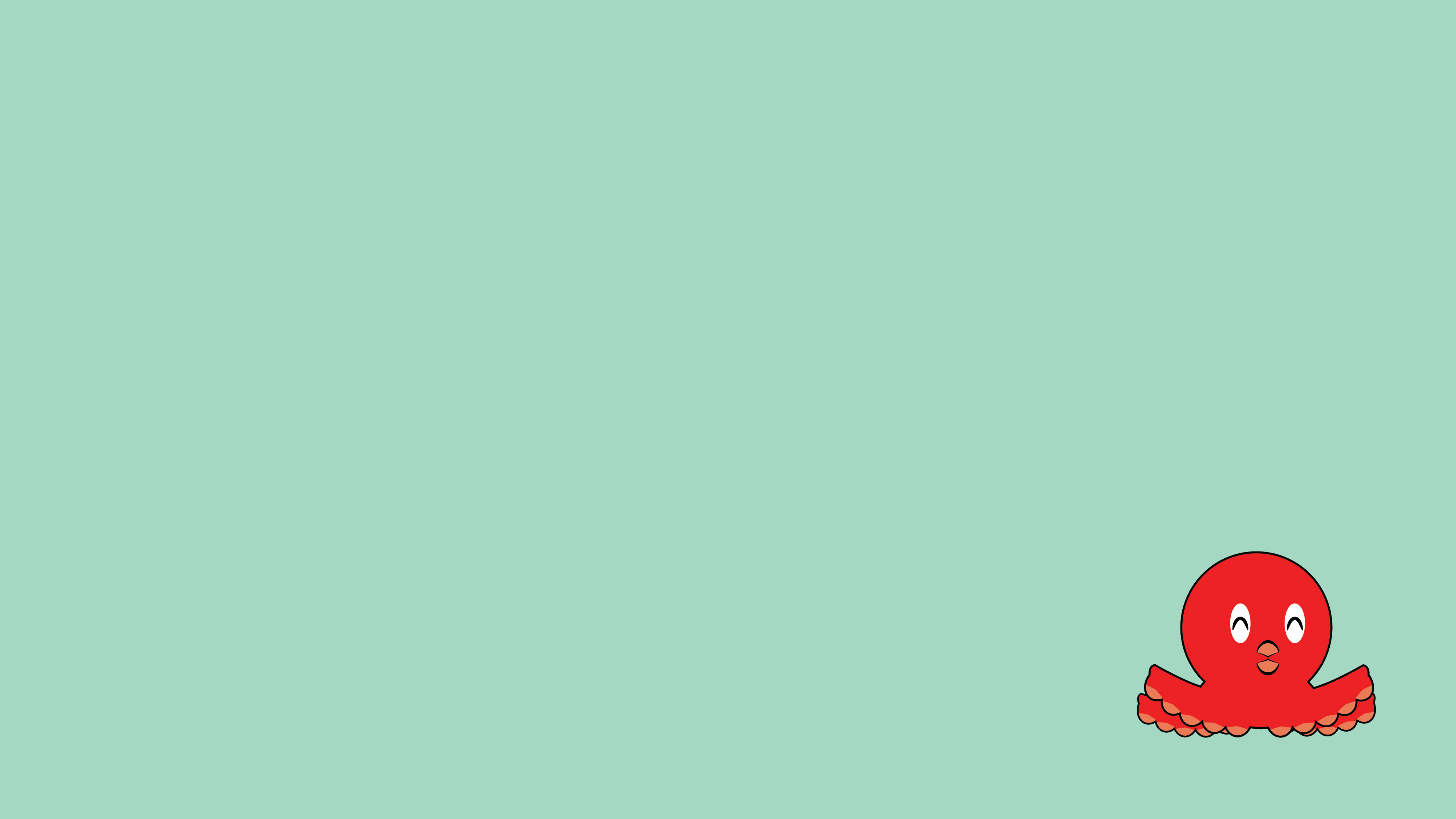 General 4000x2250 octopus teal red happy minimalism green green background
