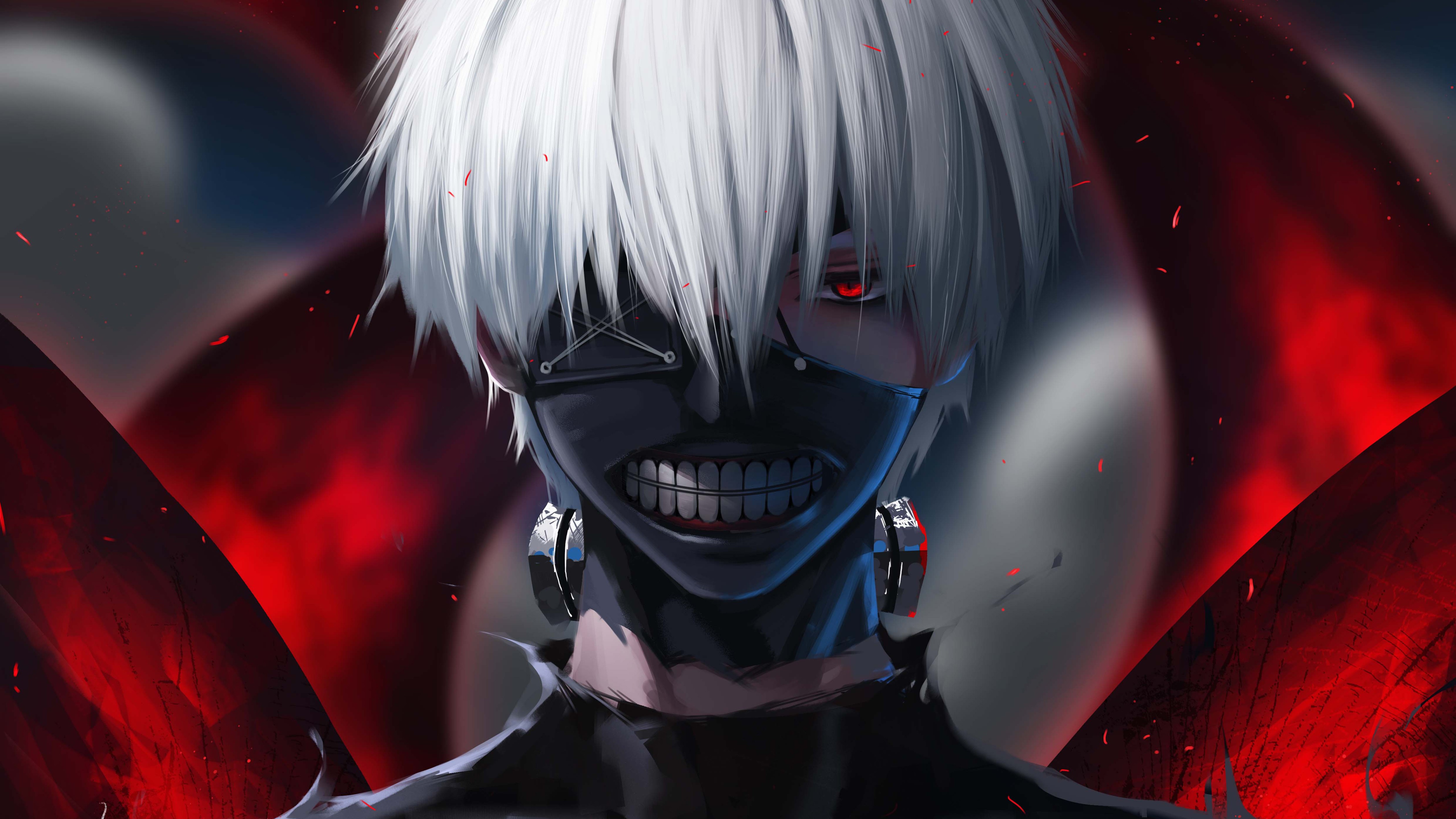 Anime 5120x2880 anime Tokyo Ghoul face mask red eyes