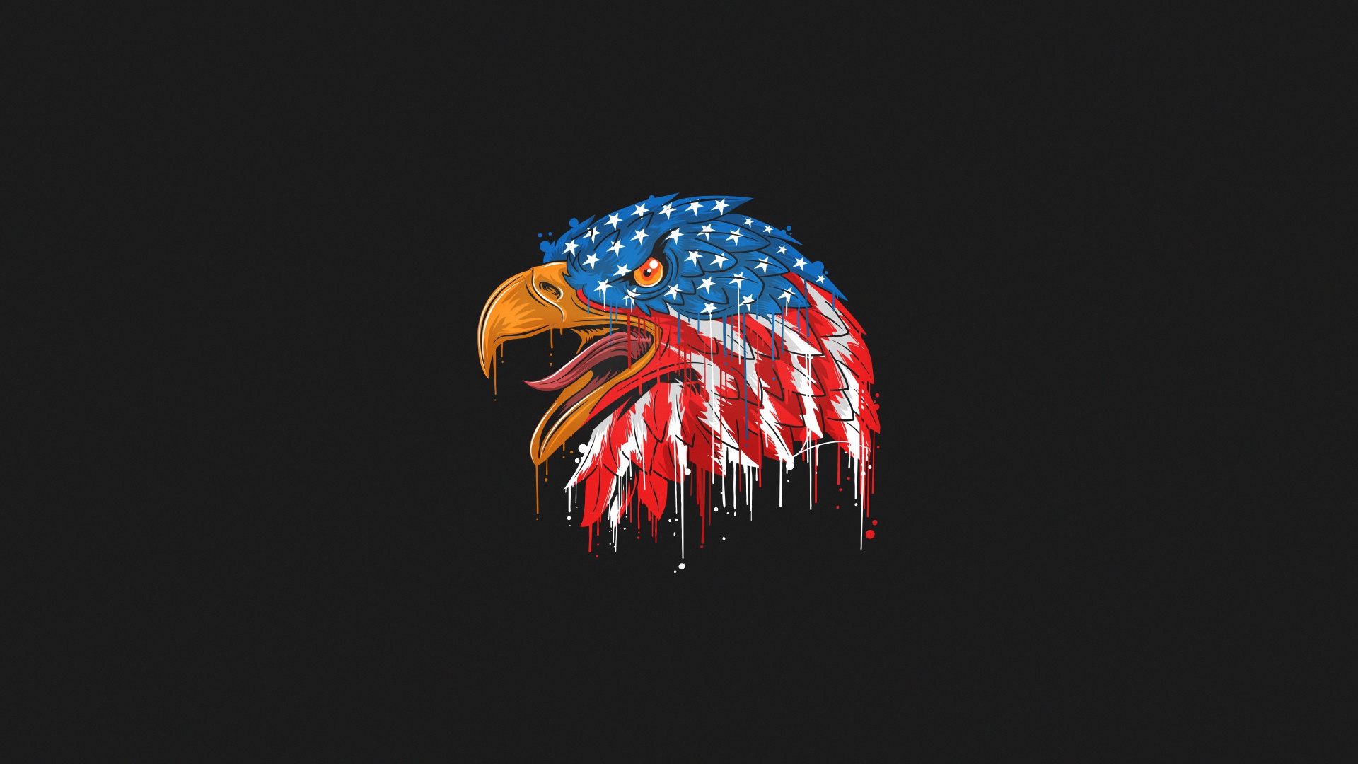 General 1920x1080 animals eagle birds American flag artwork minimalism