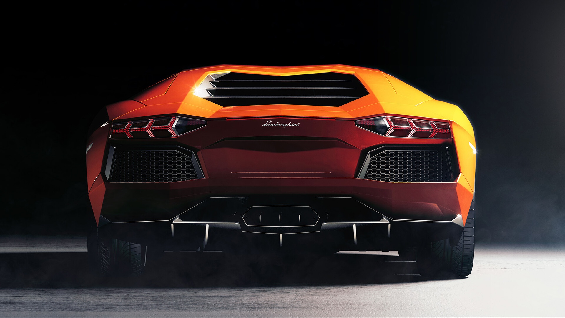 General 1920x1081 Lamborghini CGI digital art car supercars vehicle orange cars LP-700 rear view