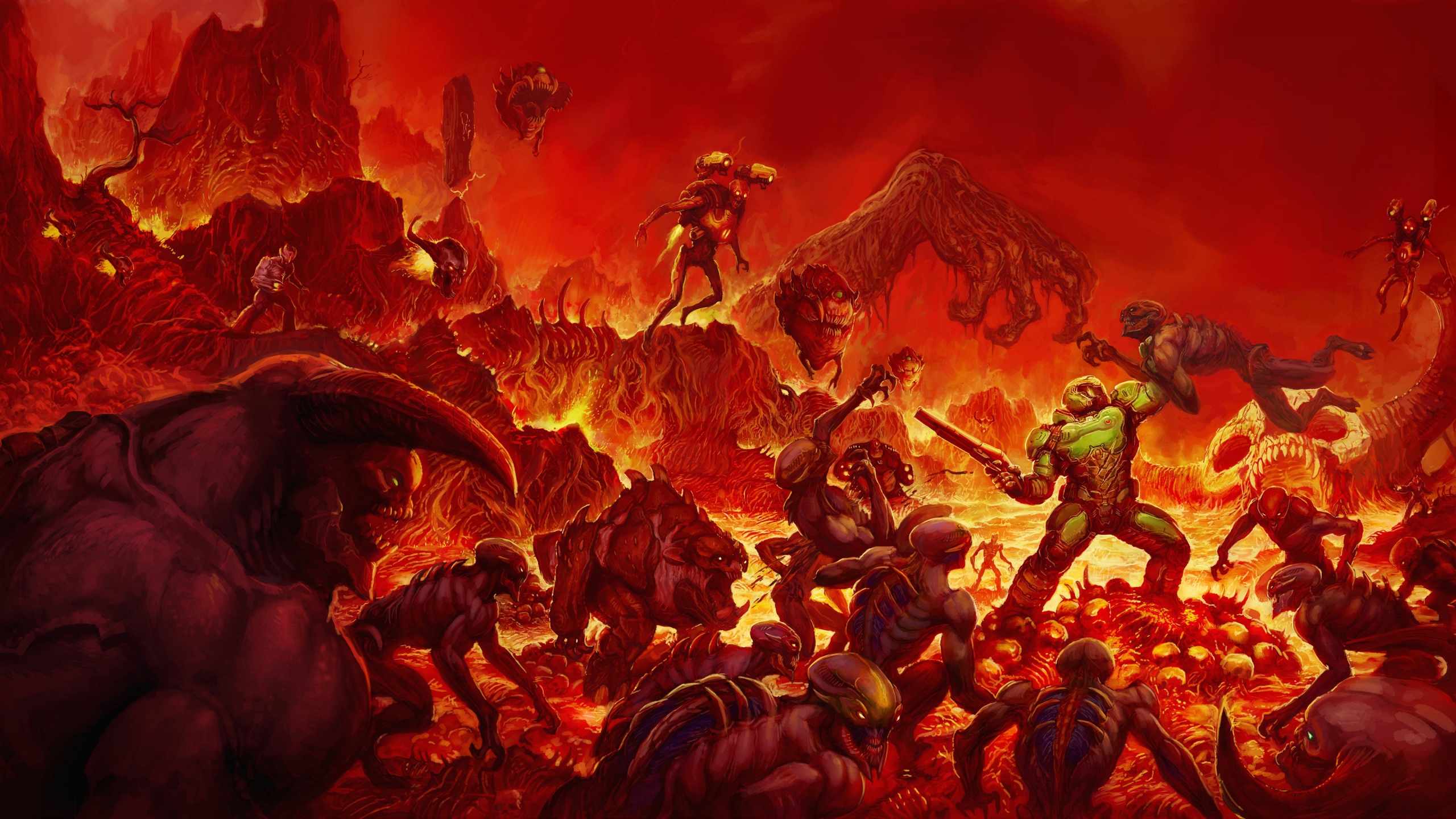 General 2560x1440 Doom (2016) Doom slayer video games hell video game art