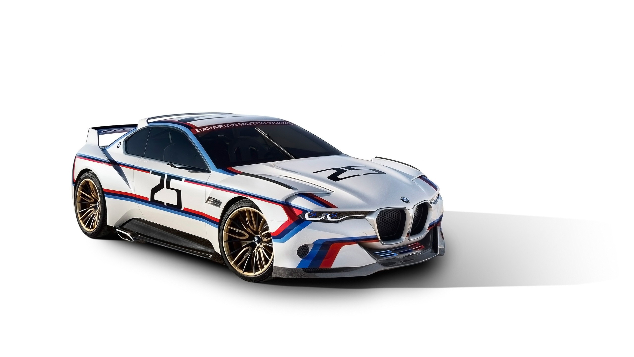 General 2560x1440 car BMW vehicle white cars white background simple background numbers BMW 3.0 CSL HOMMAGE race cars