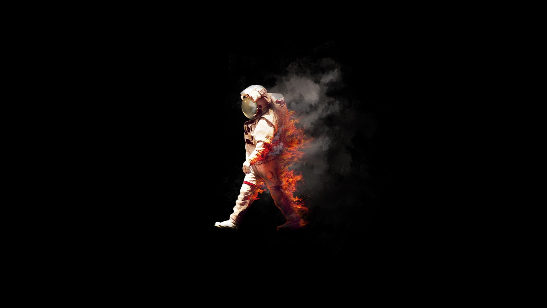 General 1920x1080 astronaut space fire burn spacesuit NASA minimalism abstract burning