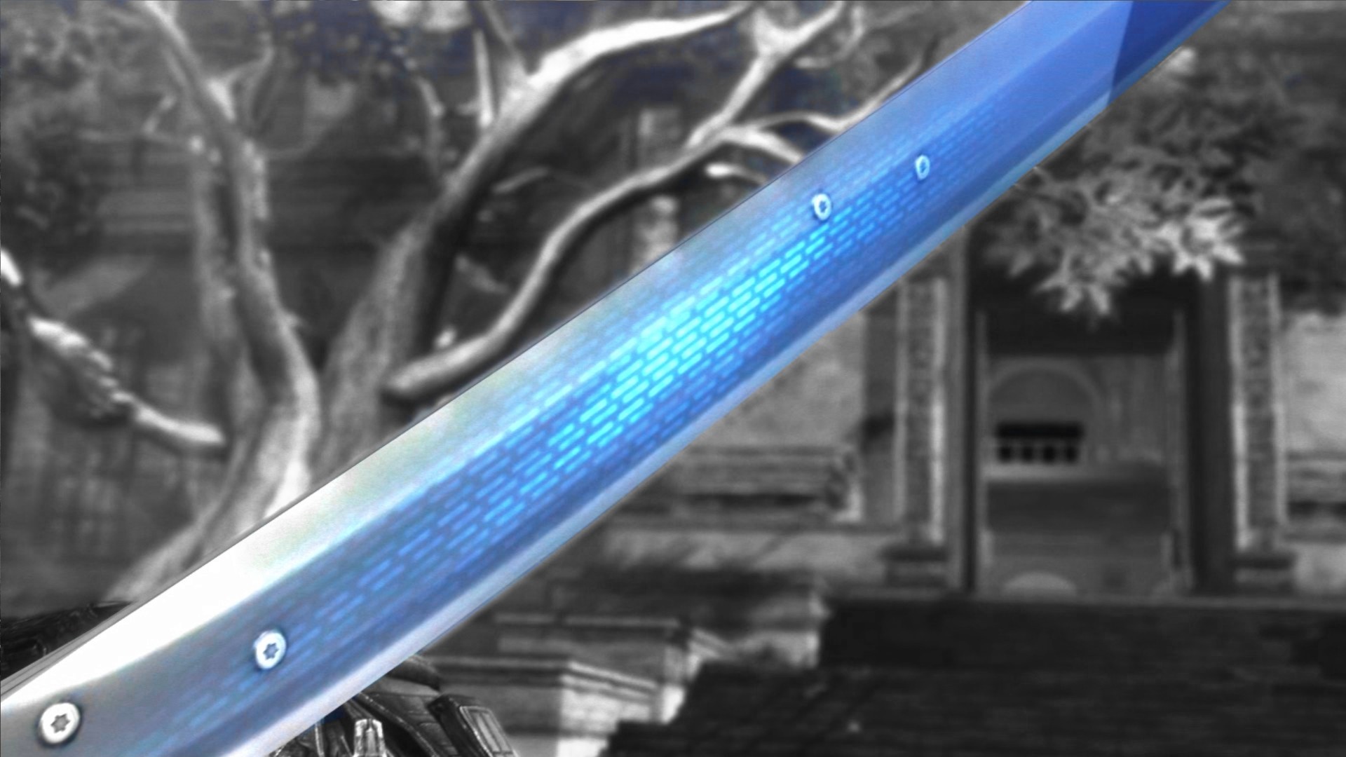 General 1920x1080 Metal Gear Rising: Revengeance ninja robots sword glowing monochrome cyborg katana blue Raiden (Metal Gear)