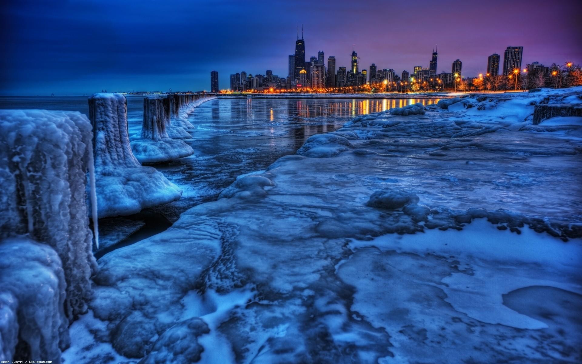 General 1920x1200 cityscape city Chicago USA ice skyline cold winter