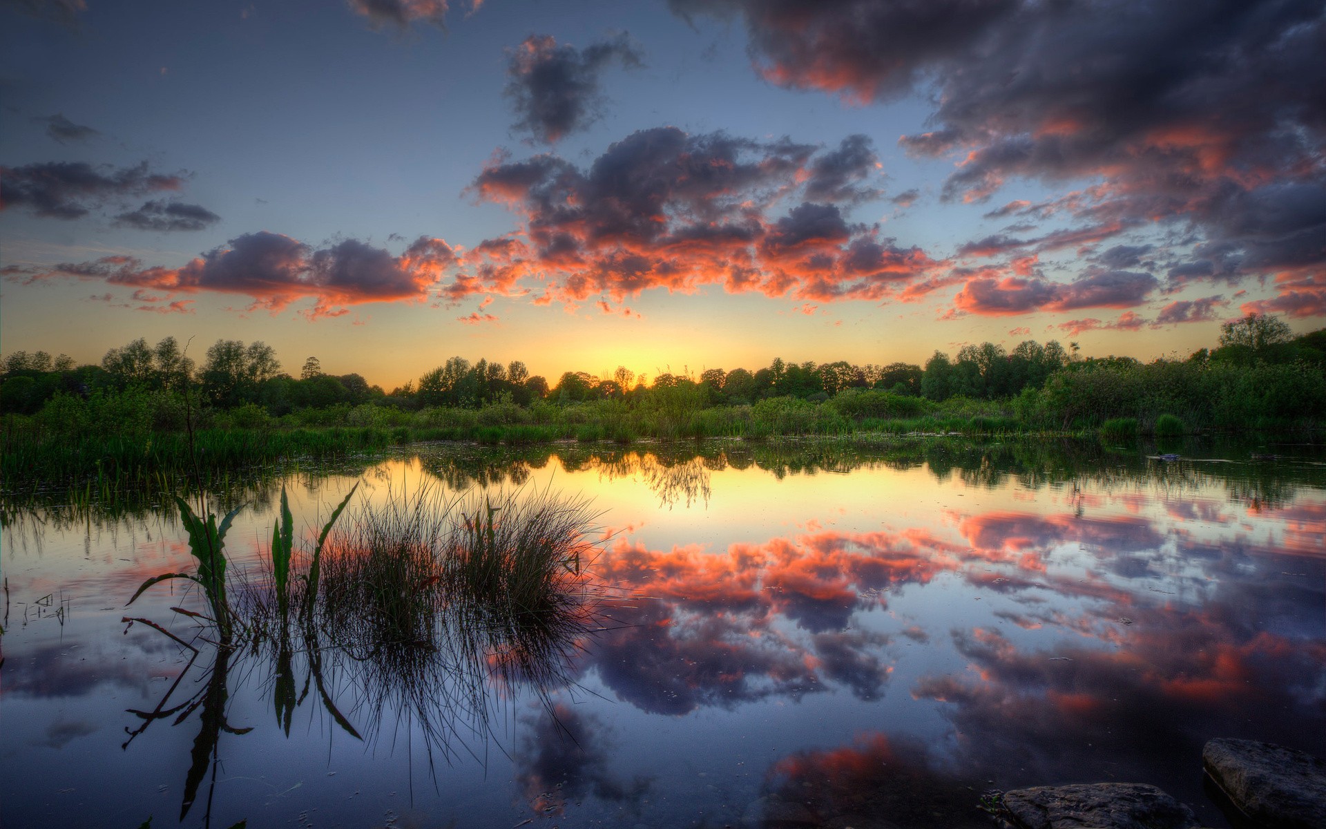 General 1920x1200 water sky clouds nature landscape sunset