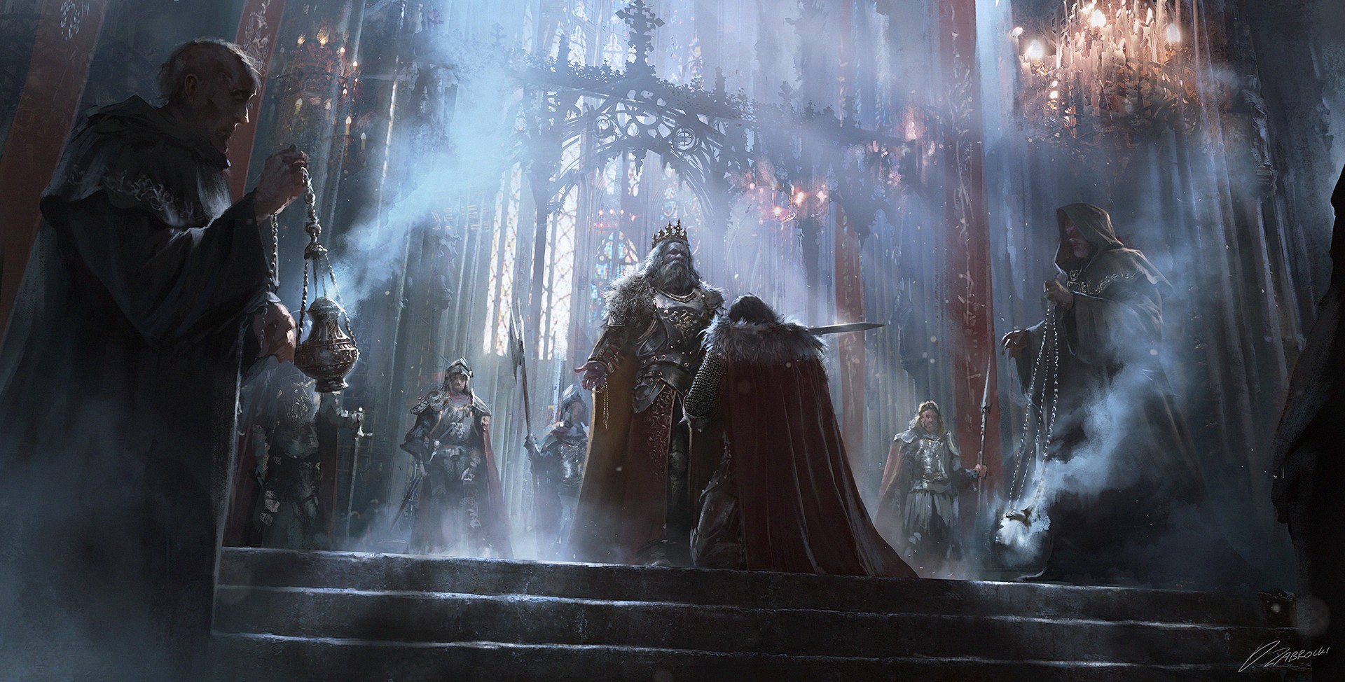 General 1920x974 fantasy art king knight artwork fantasy men kneeling men watermarked