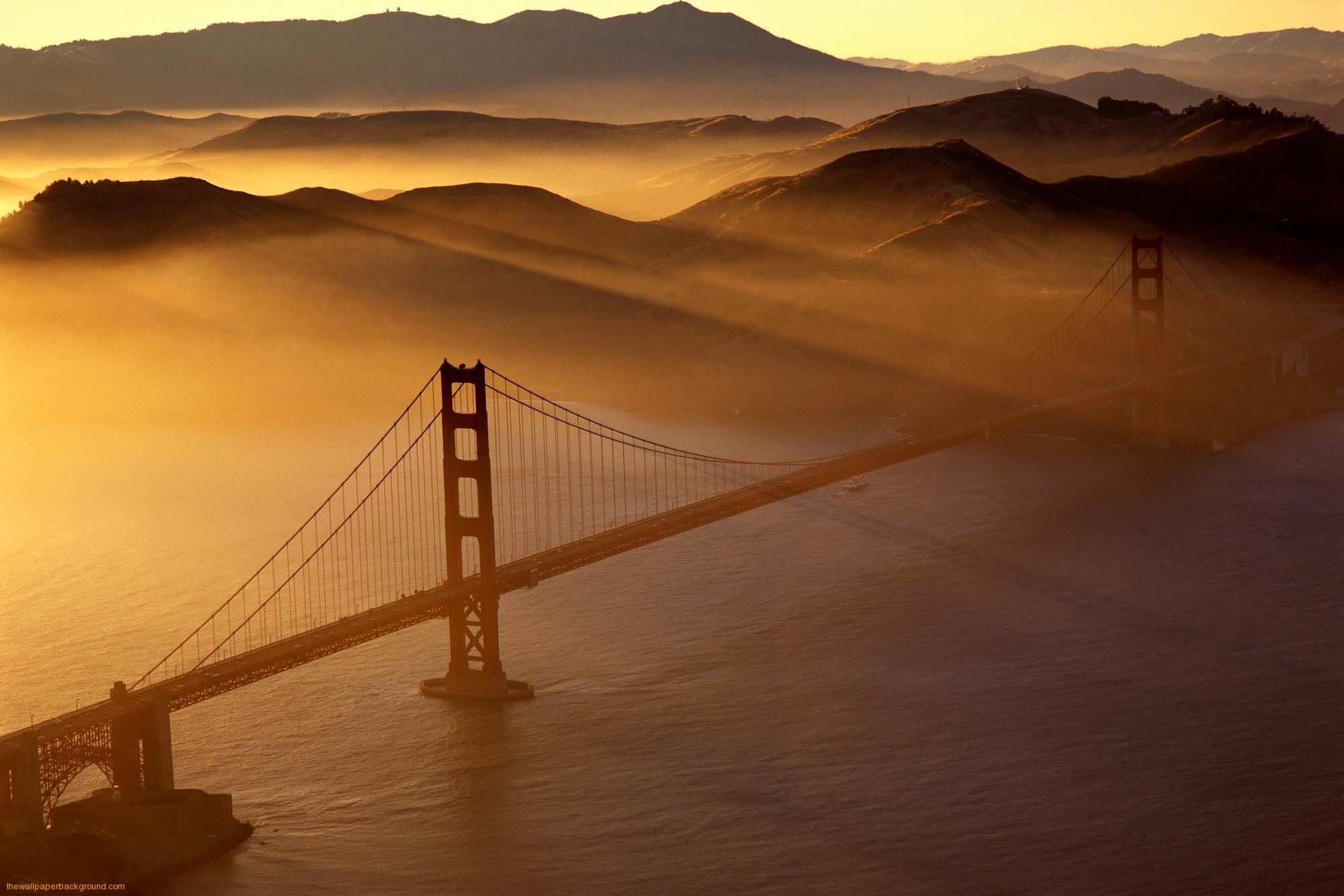 General 1999x1333 bridge mist mountains hills sunset landscape photography Golden Gate Bridge suspension bridge sea
