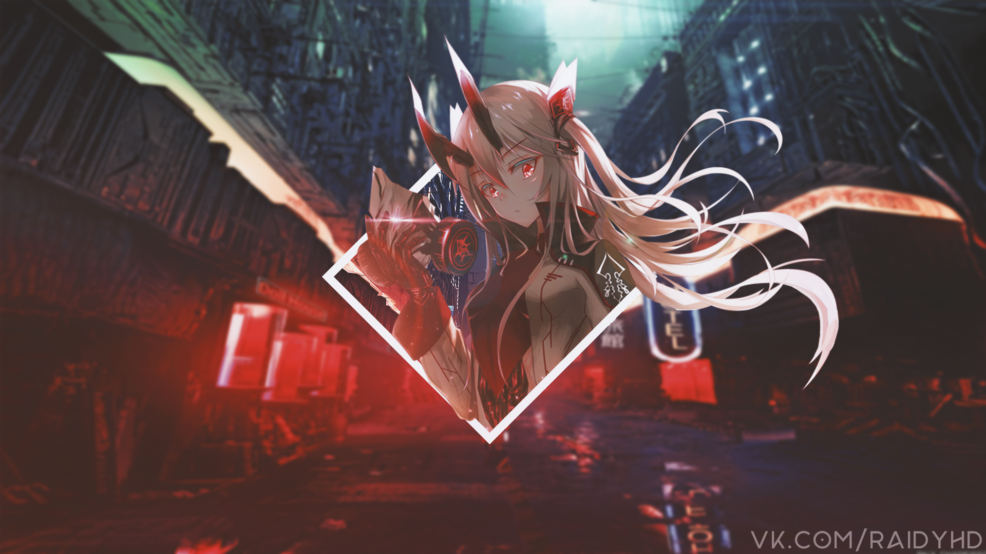 Anime 1920x1080 anime anime girls picture-in-picture neon red