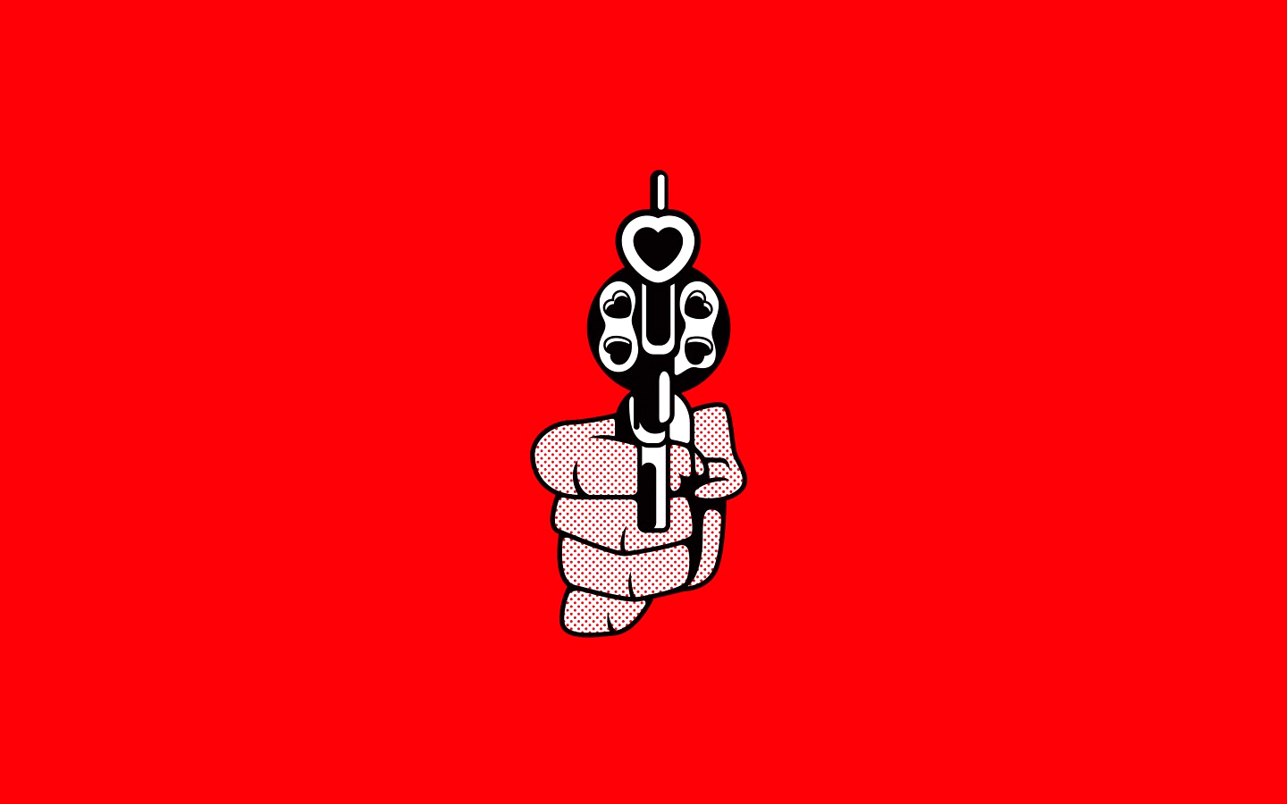 General 1440x900 gun love at gunpoint heart (design) simple background red background minimalism hands weapon artwork