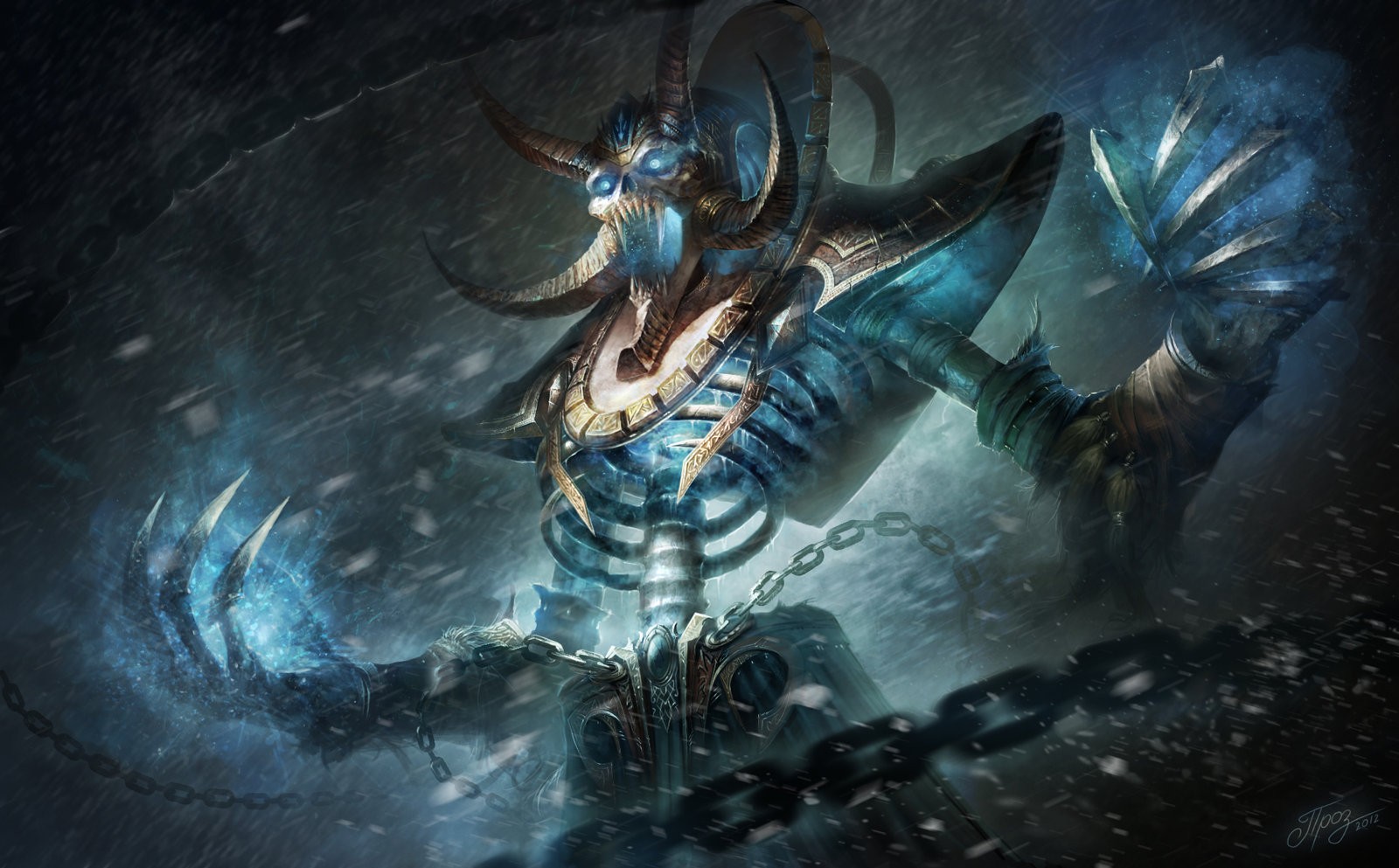 General 1600x993 World of Warcraft Kel'Thuzad skeleton PC gaming claws skull 2012 (Year)