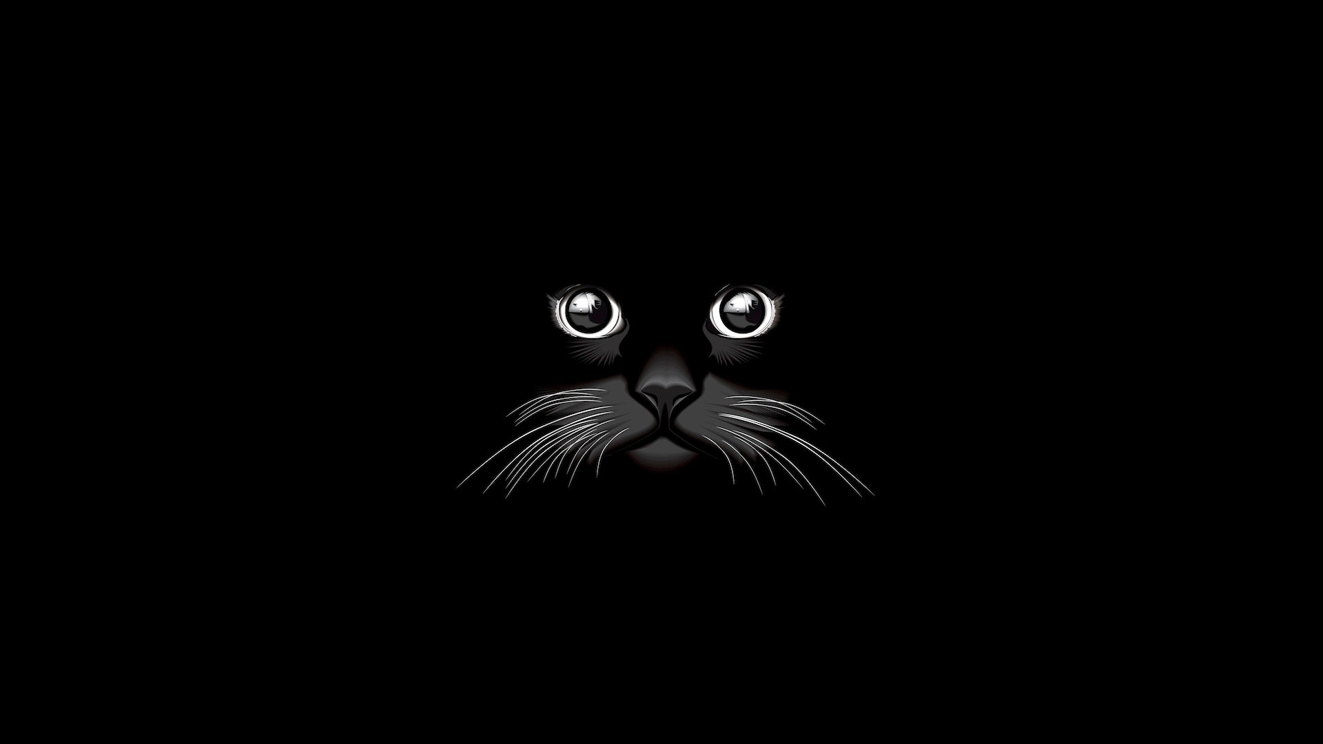 General 1920x1080 cats minimalism black artwork animals simple background black background