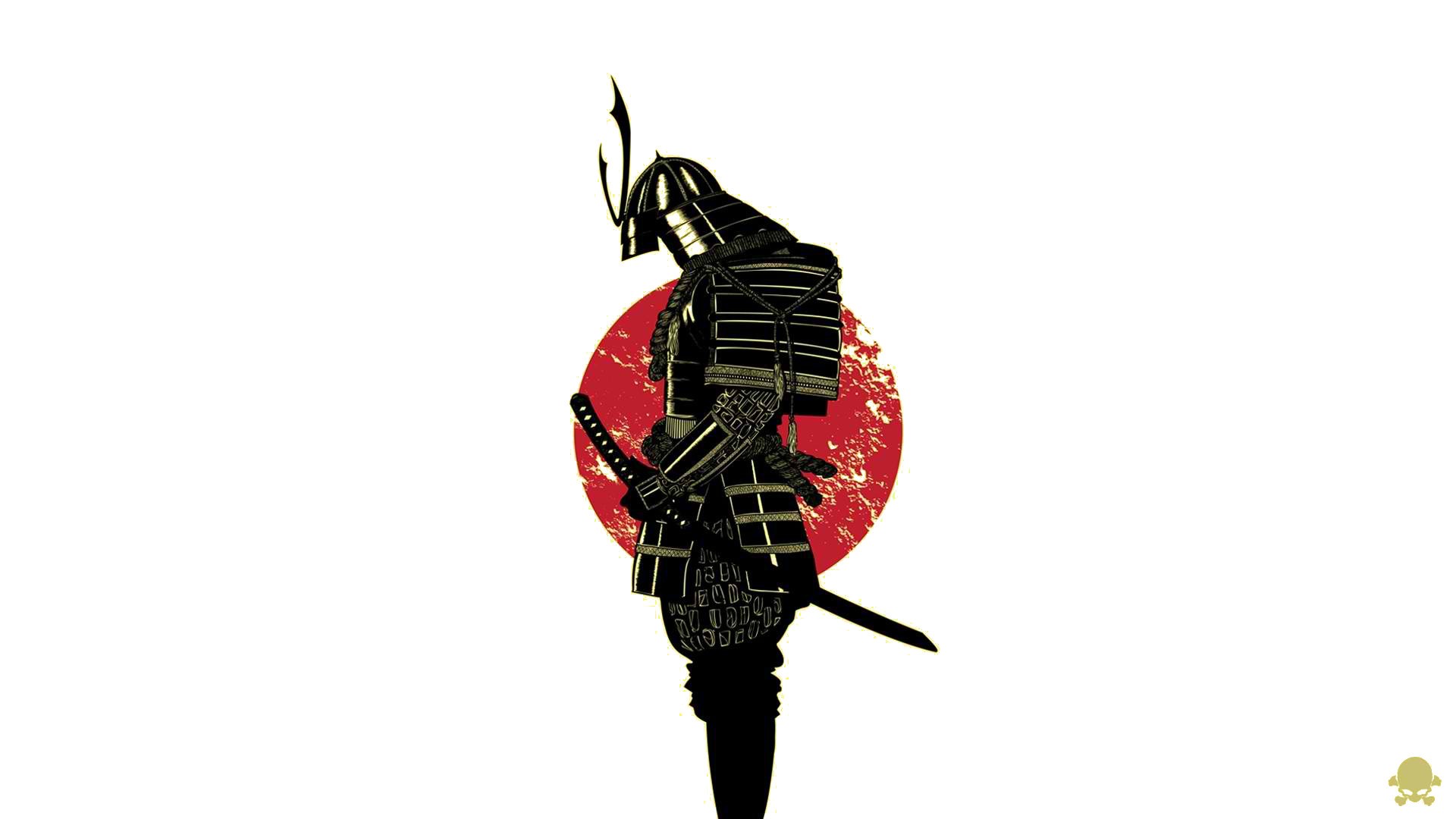 General 1920x1080 samurai simple background white background warrior artwork