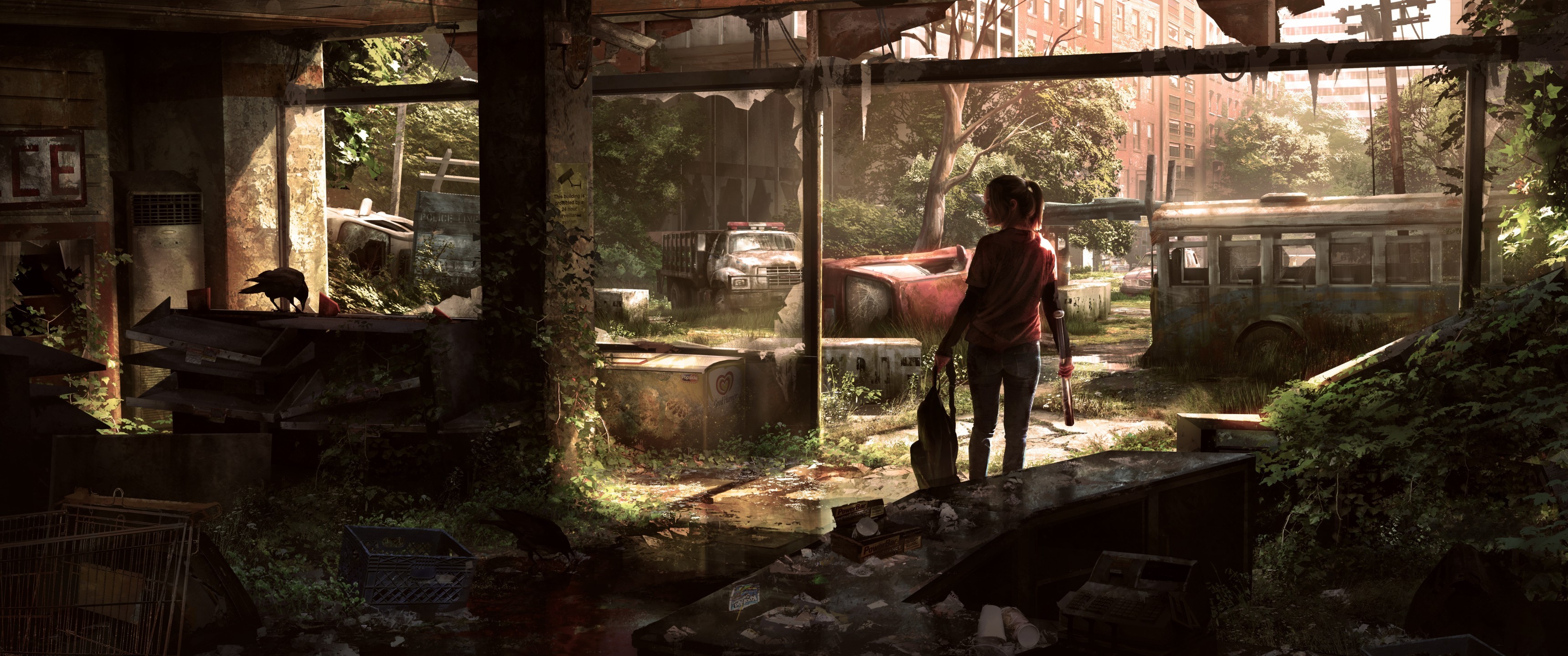 General 3440x1440 The Last of Us apocalyptic video game art video games video game girls wreck ruins abandoned
