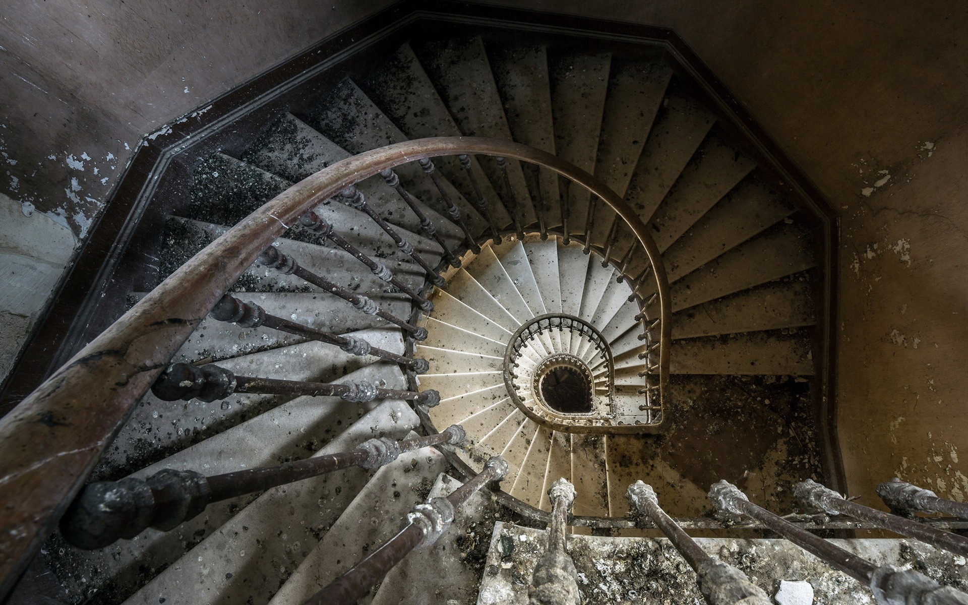 General 1920x1200 photography stairs spiral old interior ruins abandoned