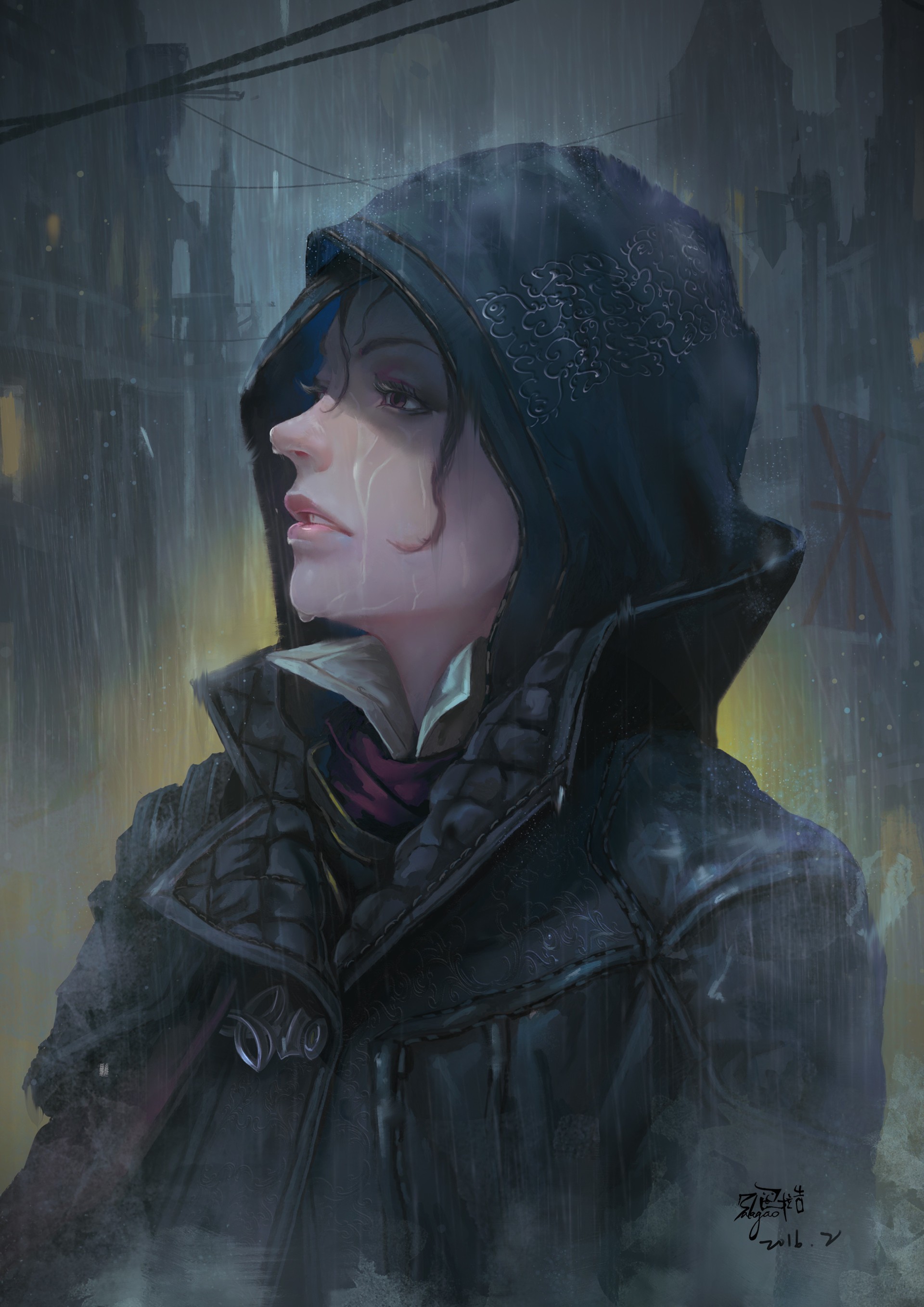 General 1920x2716 video game girls Evie Frye video games PC gaming fan art watermarked hoods face video game art Assassin's Creed Syndicate