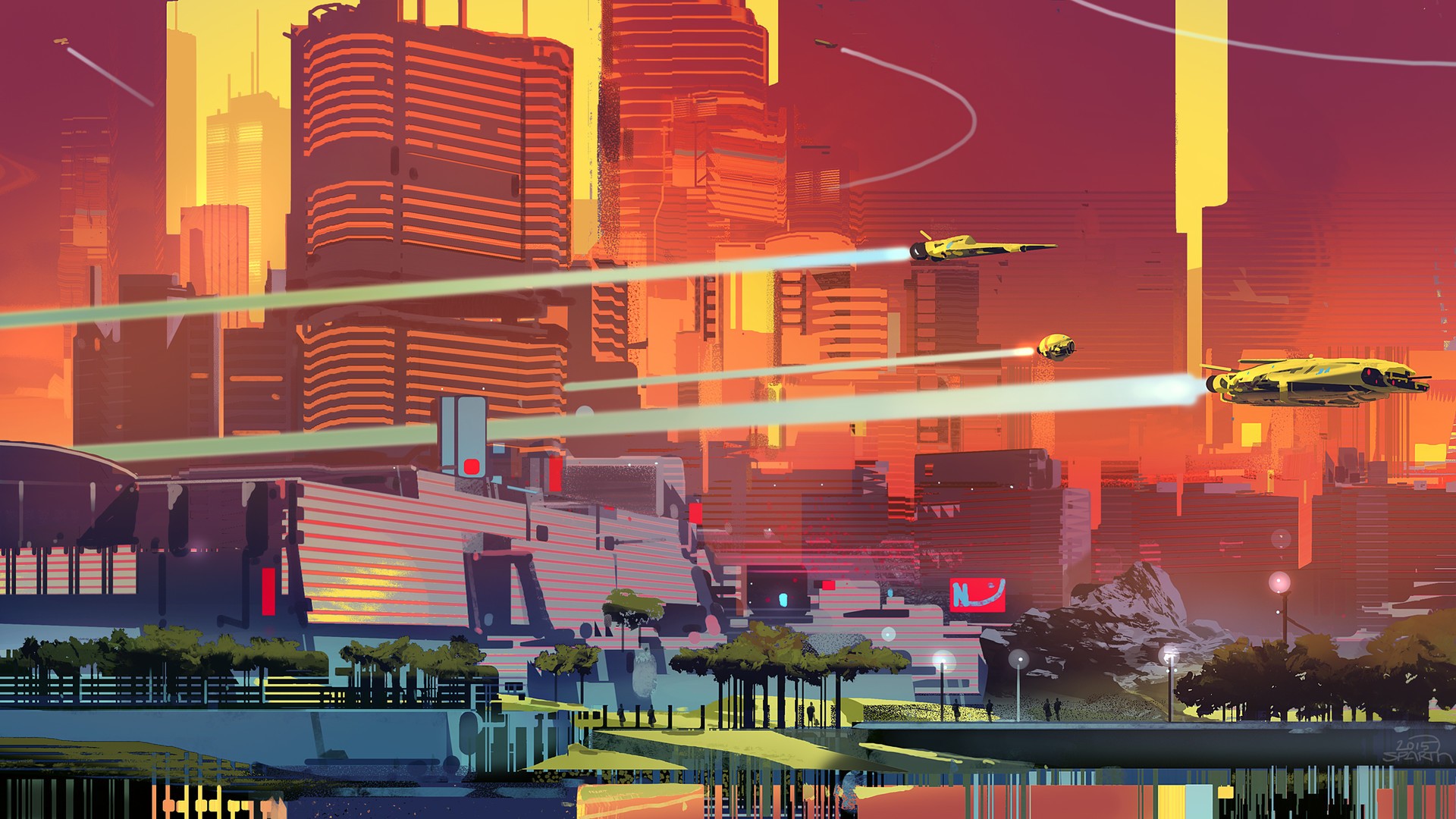 General 1920x1080 artwork illustration cityscape Halo 5 futuristic city science fiction