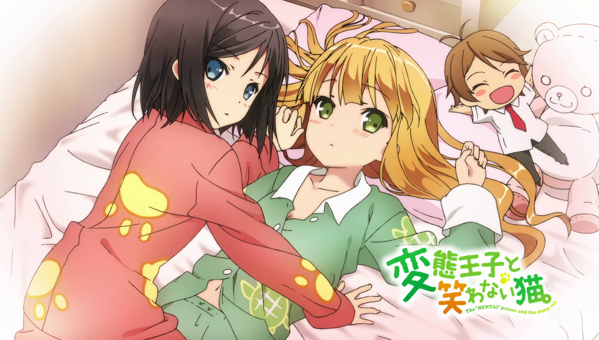 Anime 1920x1090 Hentai Ouji to Warawanai Neko Tsutsukakushi Tsukiko Azuki Azusa holding hands yuri