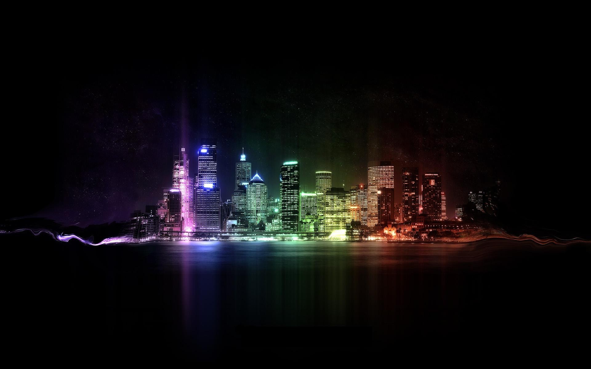 General 1920x1200 city night lights colorful dark neon cityscape city lights low light building