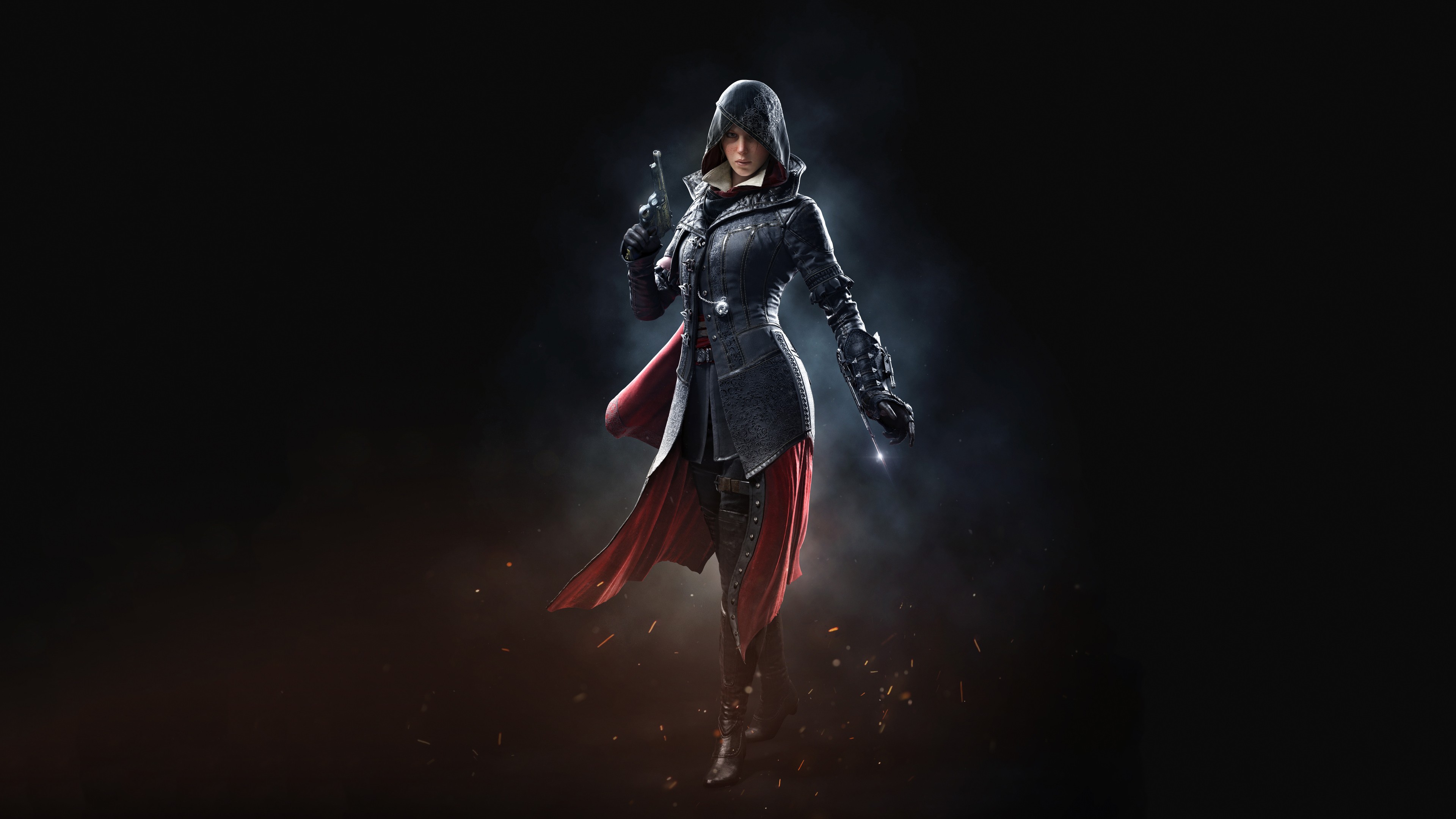 General 3840x2160 video games Assassin's Creed Syndicate video game art PC gaming girls with guns video game girls gun weapon hoods dark background