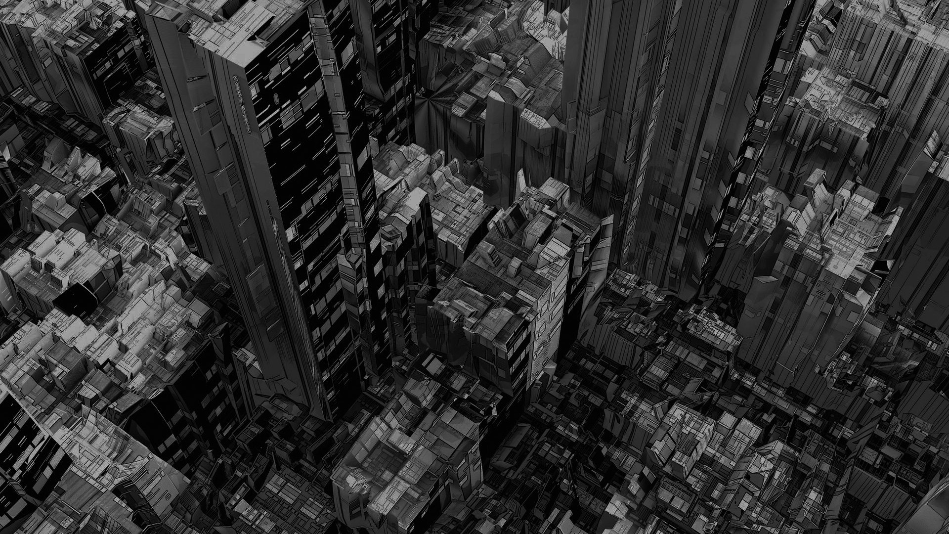 General 1920x1080 monochrome paper digital art cityscape abstract artwork city building gray