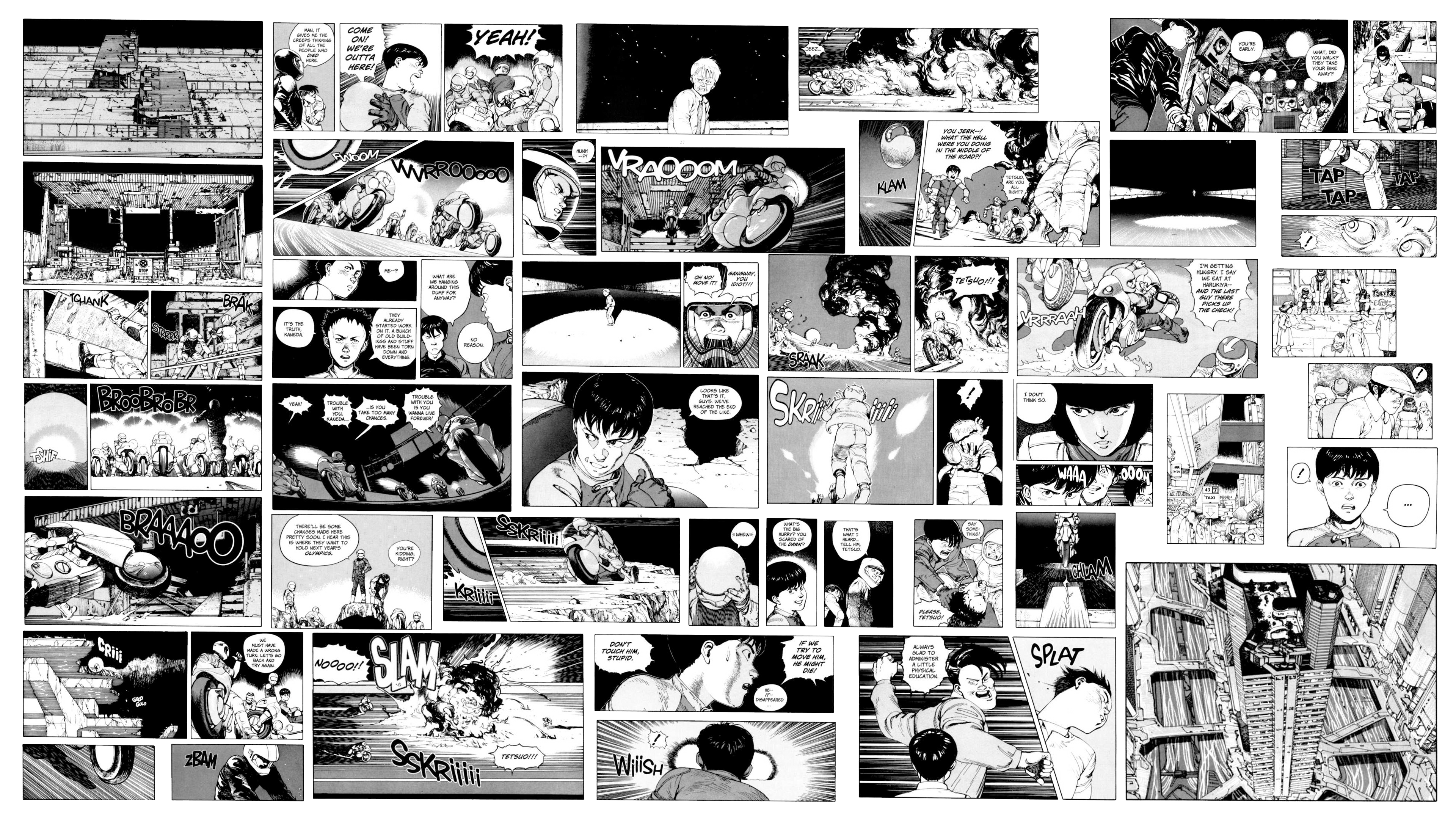 Anime 3840x2160 Akira manga anime monochrome translated speech bubble