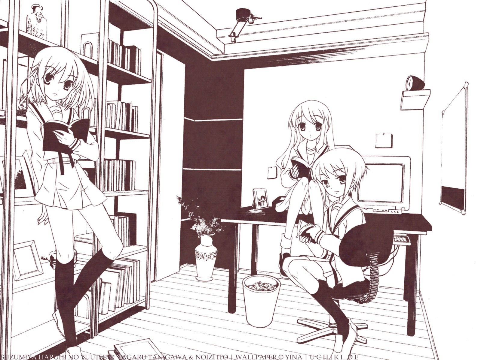 Anime 1600x1200 anime The Melancholy of Haruhi Suzumiya anime girls room