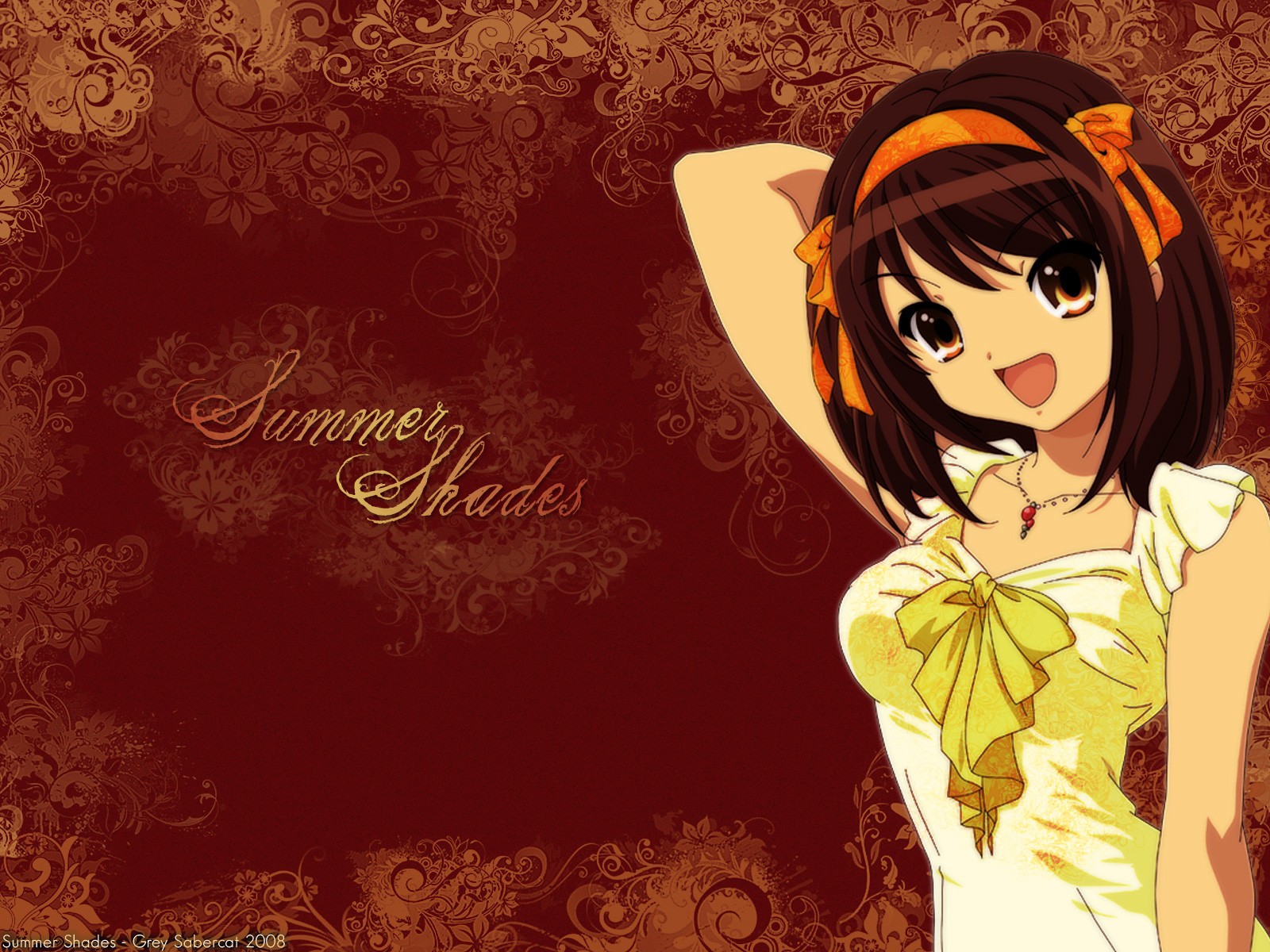 Anime 1600x1200 anime The Melancholy of Haruhi Suzumiya anime girls open mouth 2008 (Year)